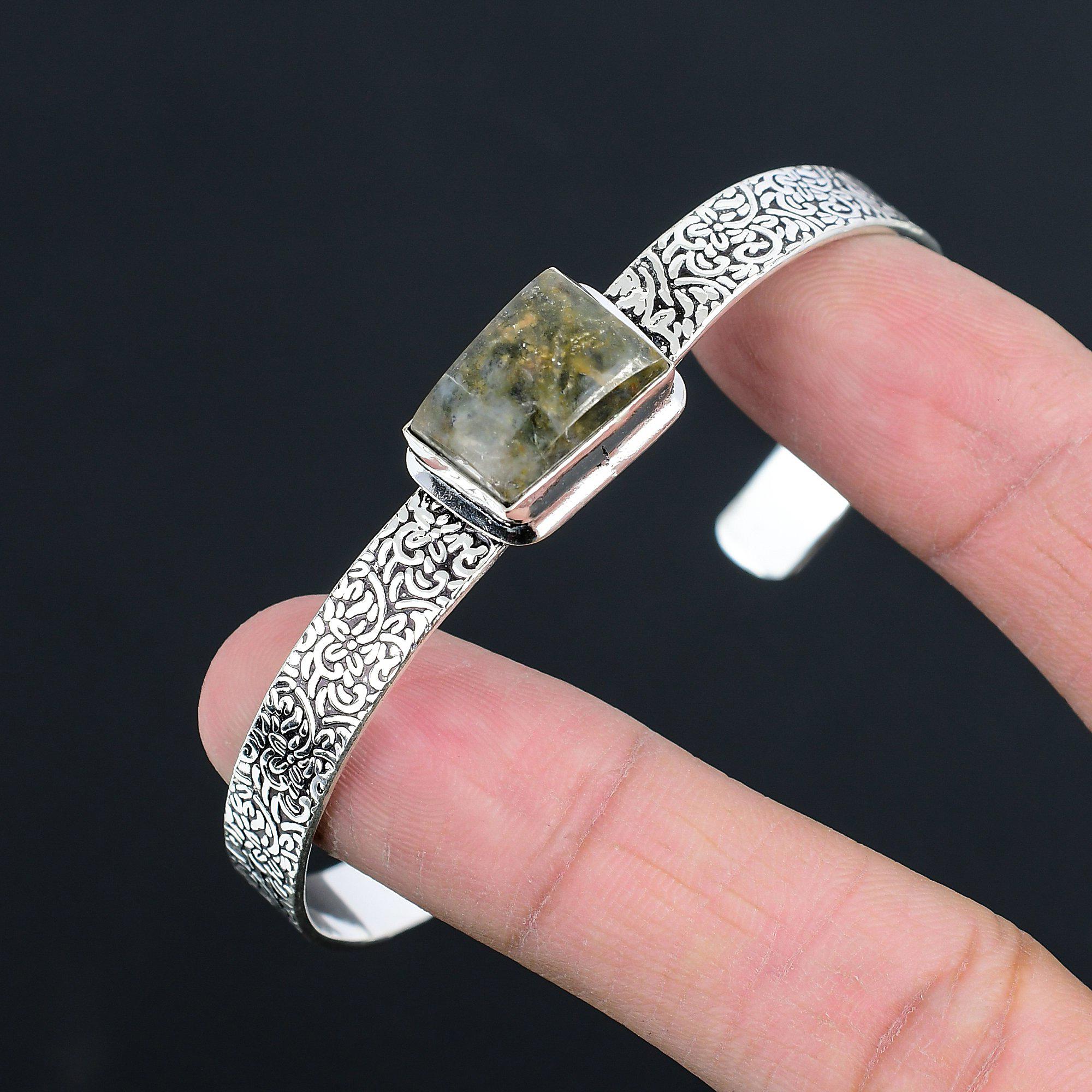 Radiant Rainforest Jasper Gemstone Sterling Silver Daughter Anniversary Bangle