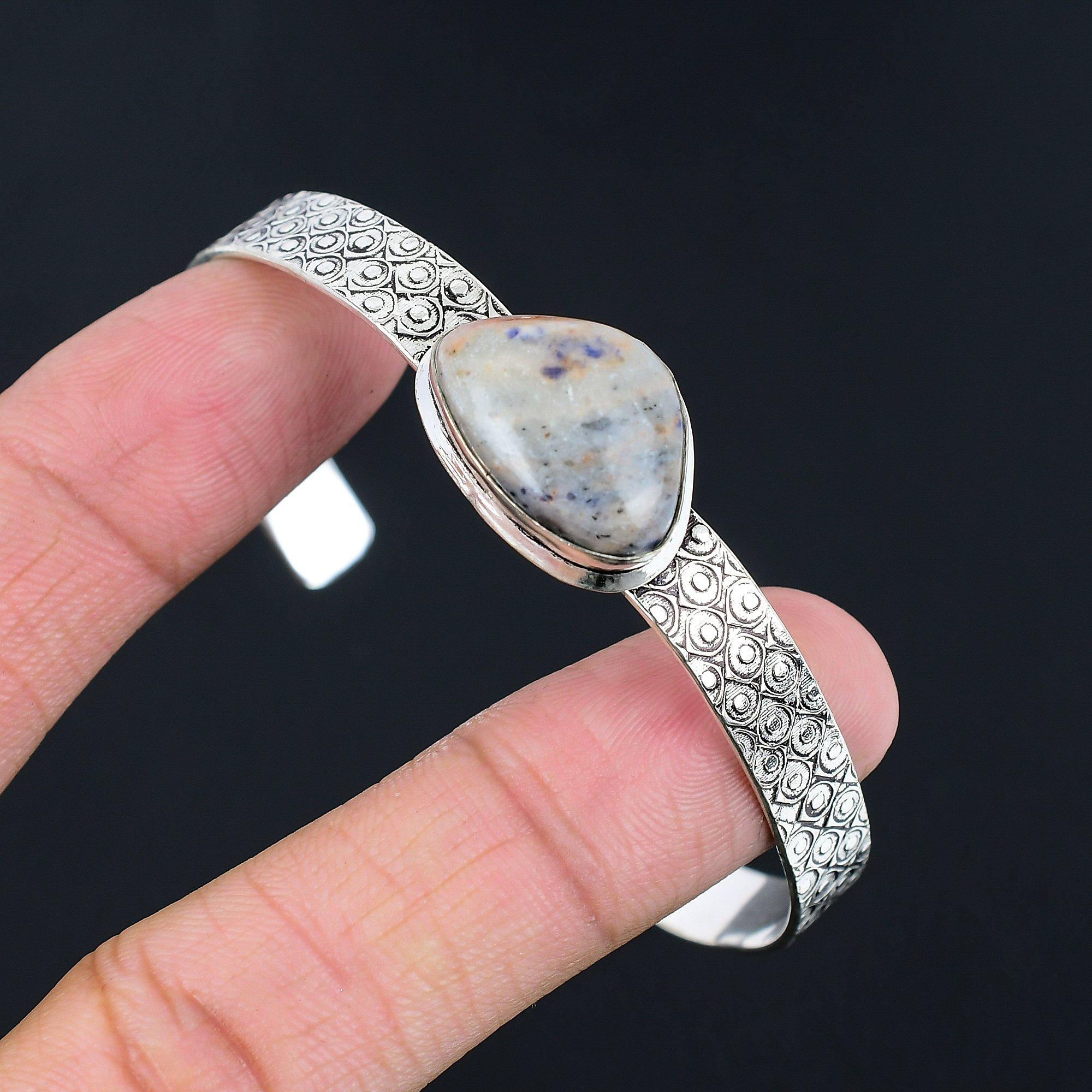 Womens Day Sale Sodalite Gemstone Wife Boho New Bangle Bracelet Sterling Silver