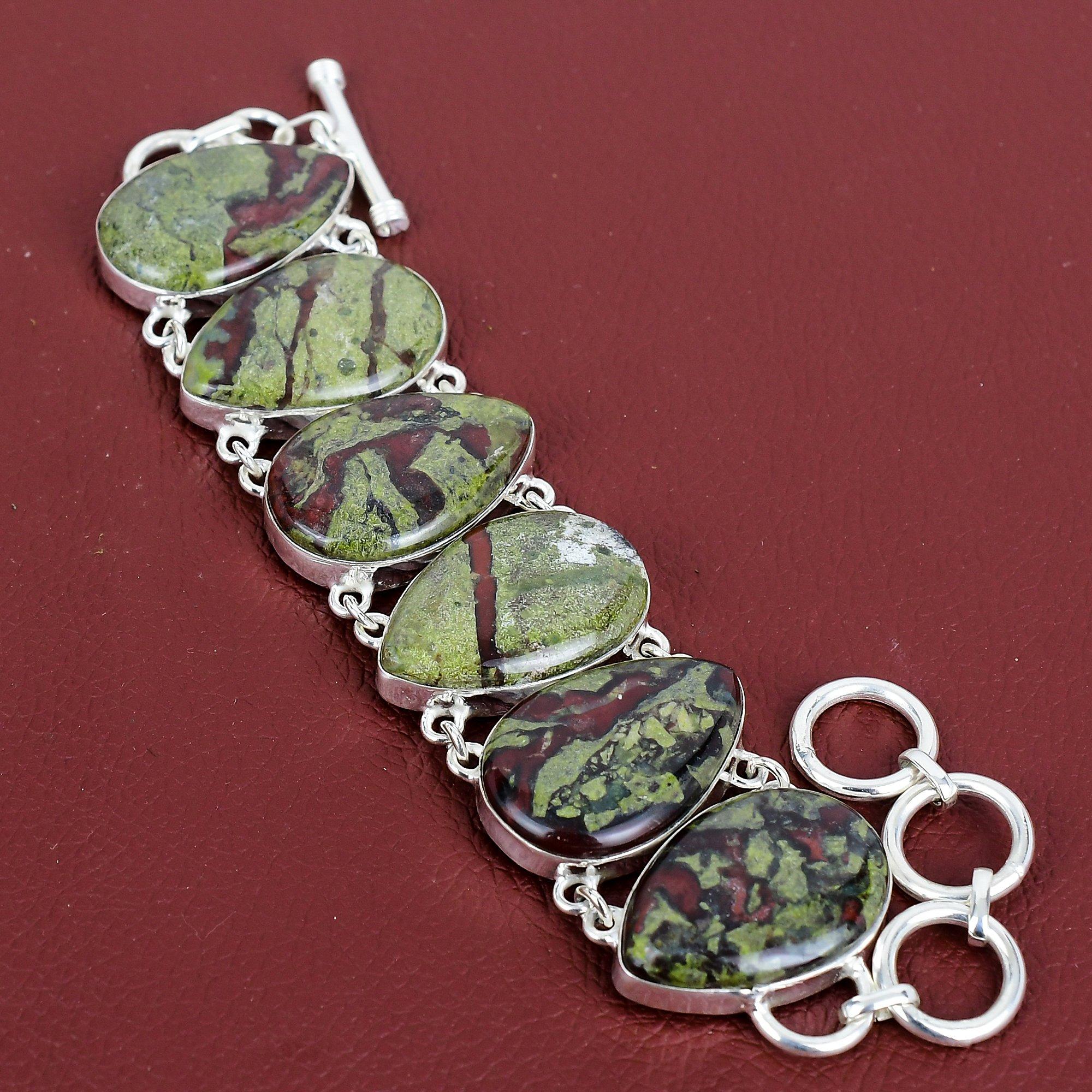 Dragon bloodstone bracelet genuine gemstone bracelet 925 sterling silver bracelet adjustable chain bracelet handmade jewelry gifts for wife