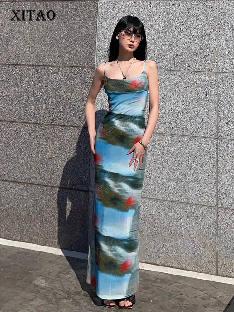Xitao Fashion Sexy Women Slim Print Slip Dress LYD1394