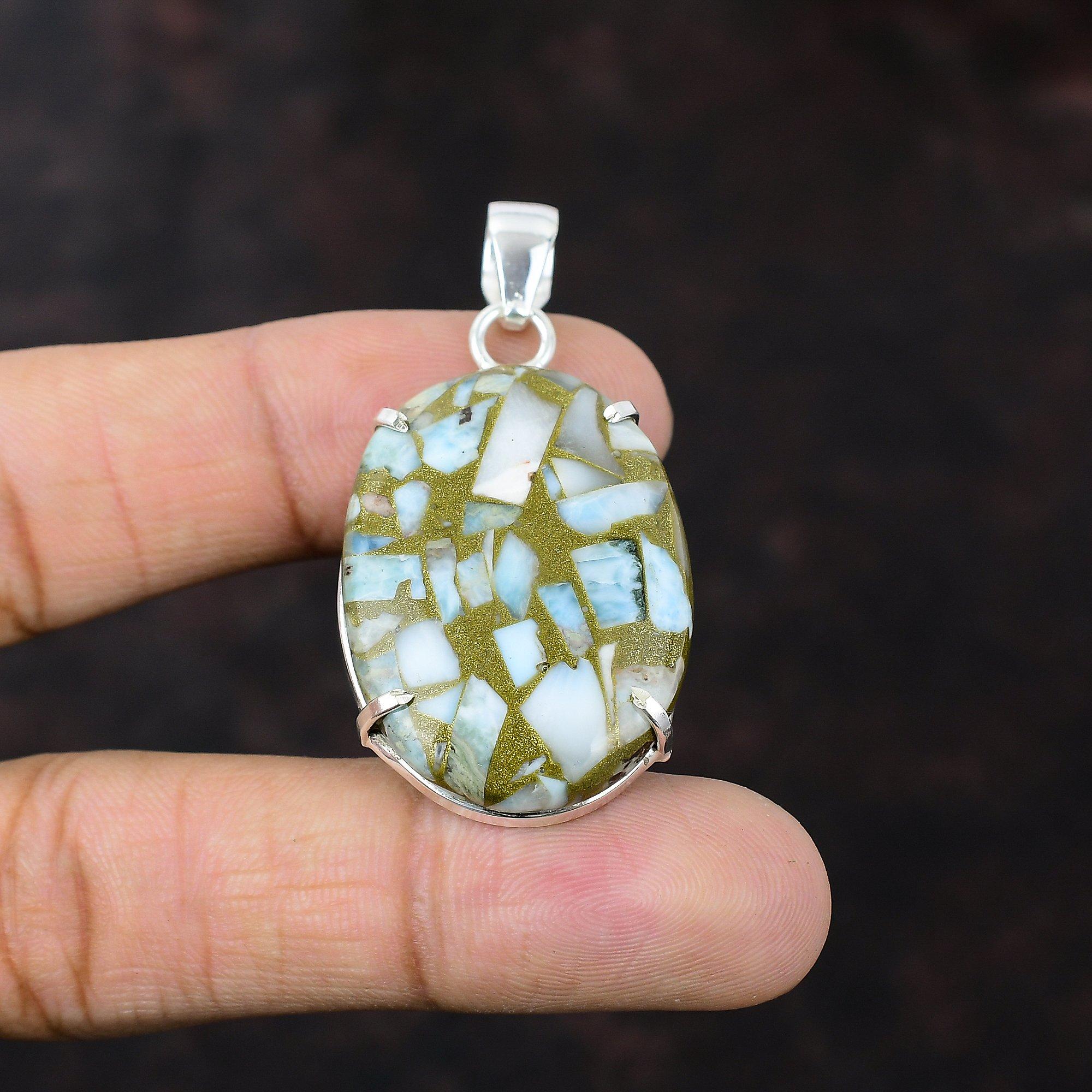 Copper Larimar Pendant 925 Sterling Silver Pendant Latest Design Pendant Handmade Pendant Gemstone Jewelry Gift For Women Birthstone Jewelry