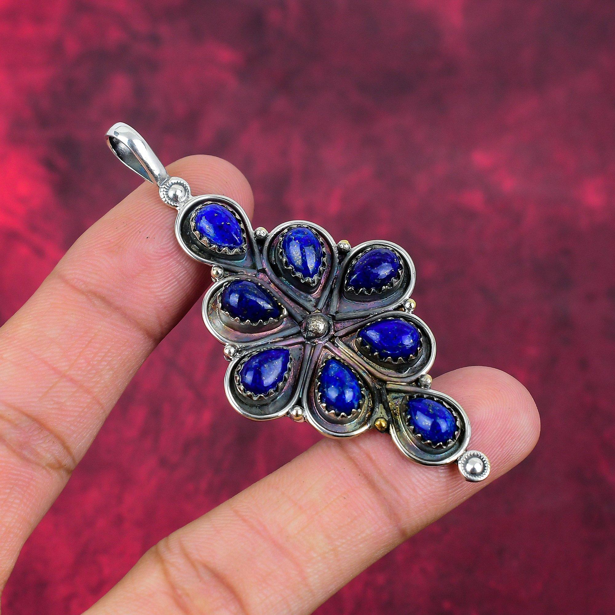 Lapis Lazuli Pendant Handmade Gemstone Jewelry, 925 Solid Sterling Silver Pendant ,Unique Design Jewelry Pendant