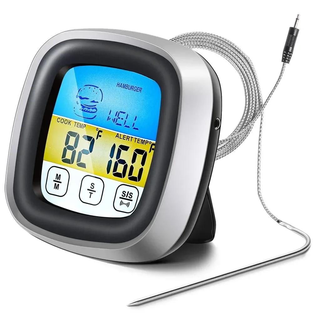 Digital Kitchen Thermometer Probe Touch Screen Meat Barbecue Food Temperature Measure Tool Steak BBQ Timer Cooking Tool