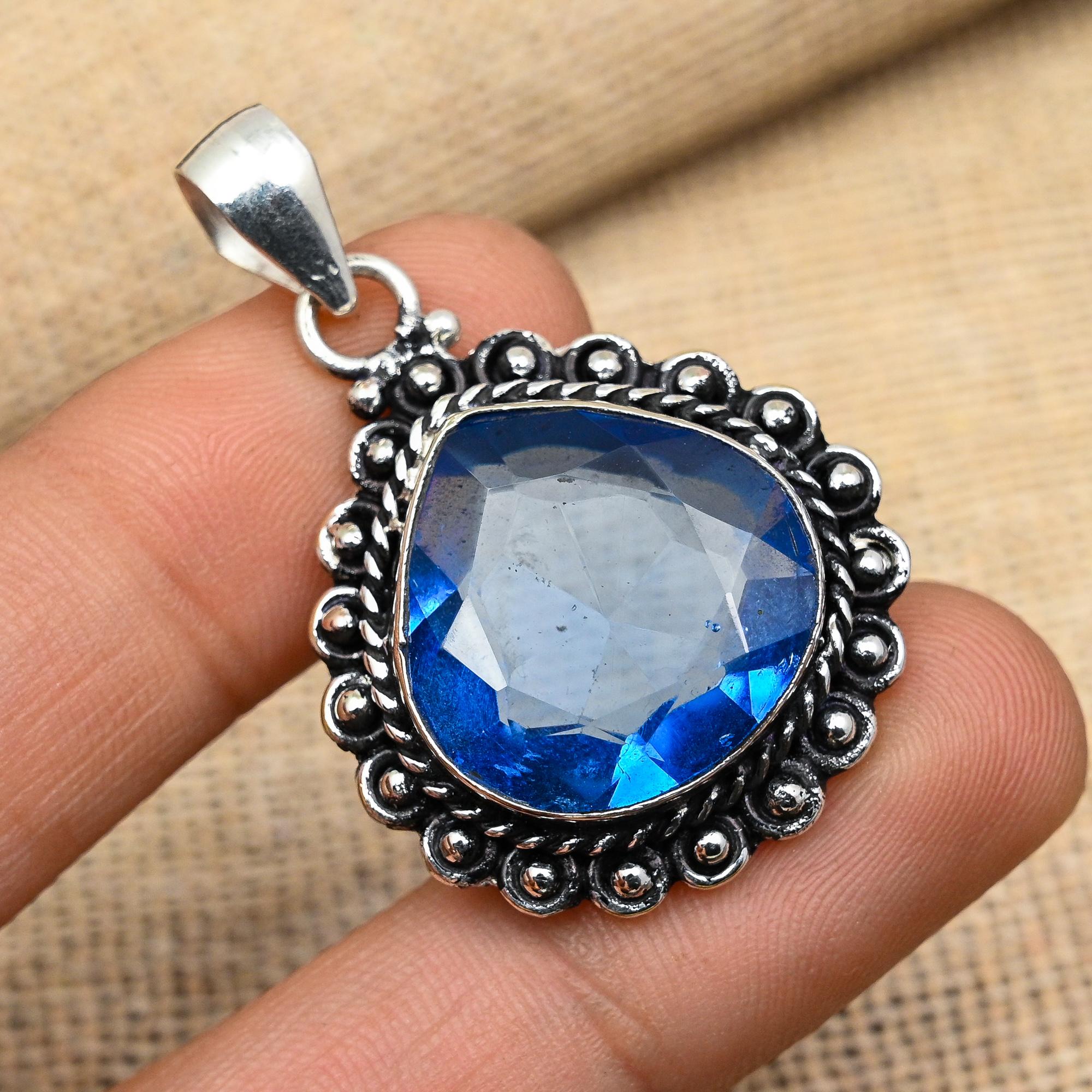 Glorious Tanzanite Gemstone 925 Sterling Silver Jewelry Handmade Pendant For Wedding Gift