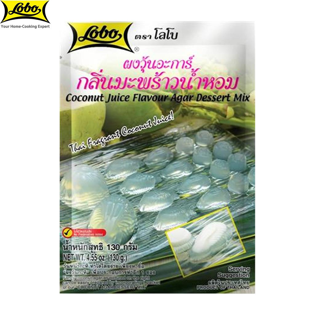Lobo Coconut Juice Flavour Agar Dessert Mix, No Preservatives Added/ Makes 4-6 Servings, Thai Desserts, 130 G