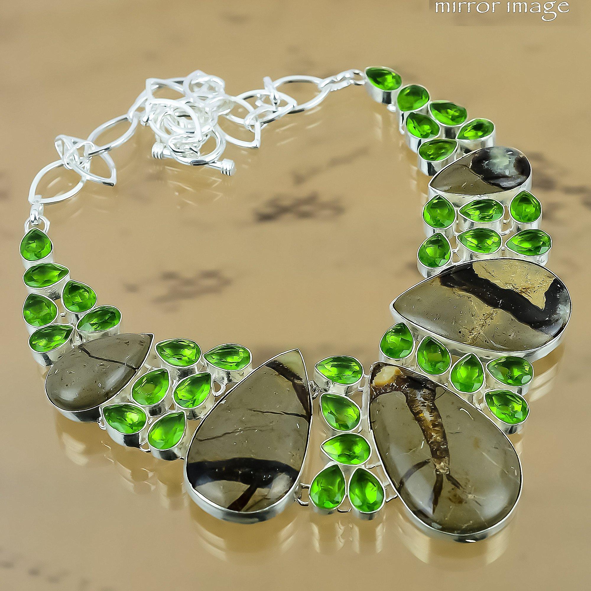 Wedding Gift For Her 925 Silver Natural Septarian Chain Adjustable Necklace