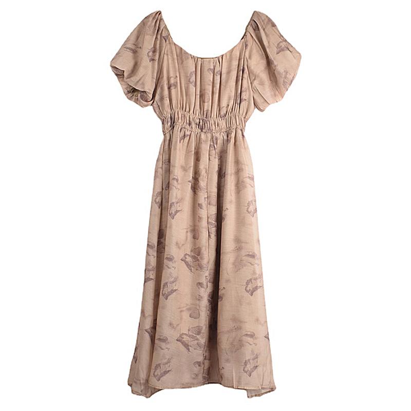 XITAO Temperament Short Sleeve Print Pleated Women Dress HQQ1260