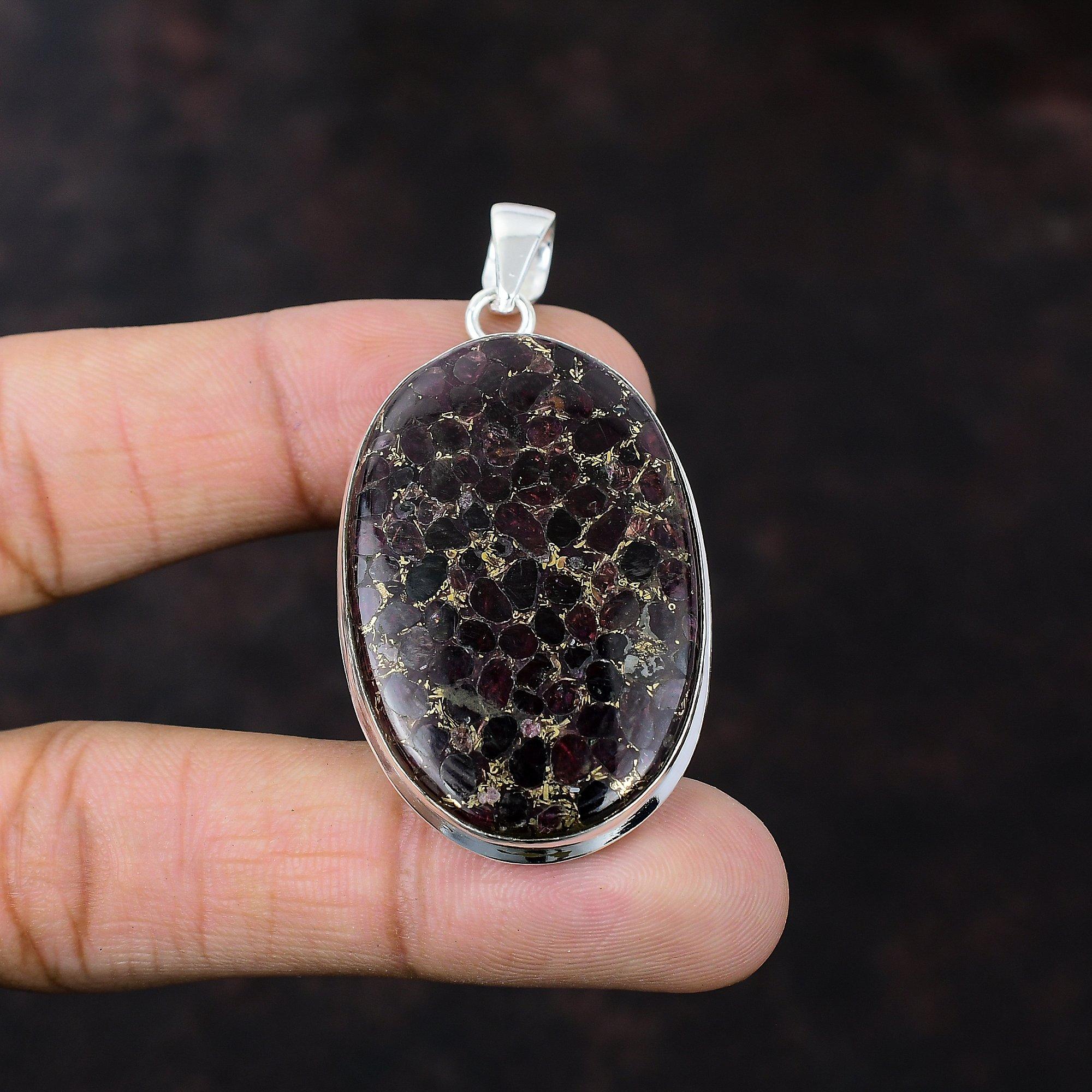 Kupfer Lila Türkis Anhänger 925 Sterling Silber Anhänger Brandneuer Schmuck Echter Edelstein Handgefertigter Anhänger Geschenk für Mutter Antiker Schmuck