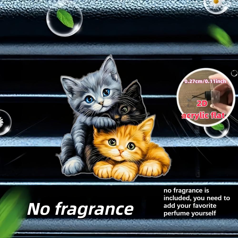 2D flat three kittens car vent clip decorative diffuser (fragrance not included),car interior decoration, aromatherapy clip,ideal for holiday gifts