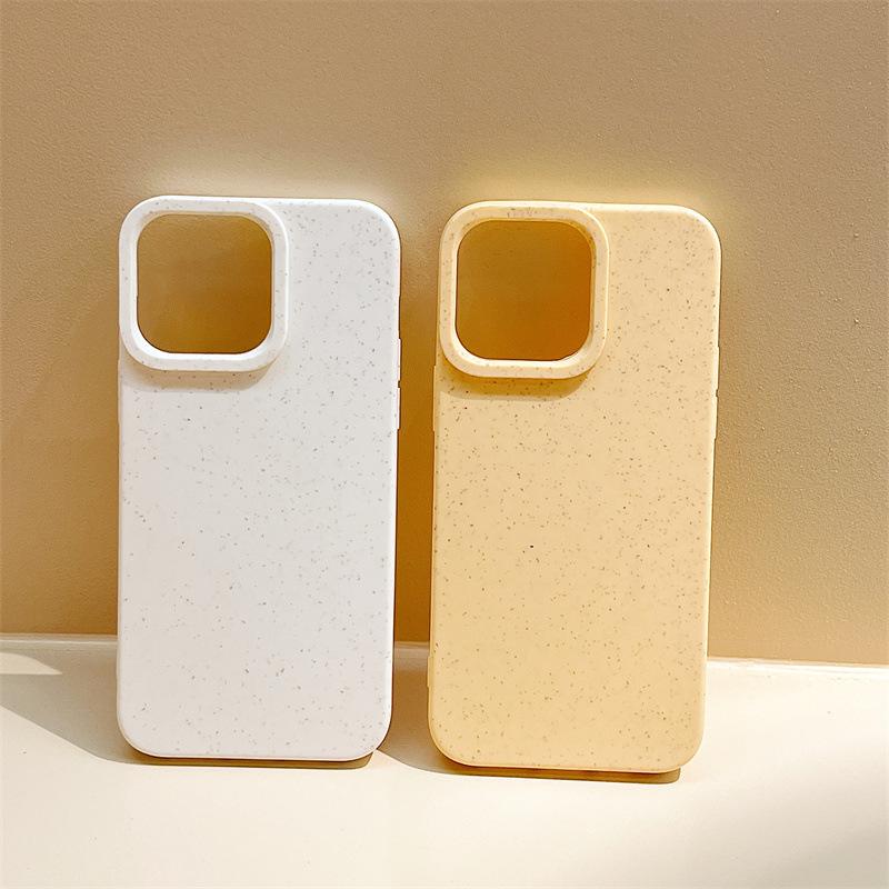 Simple Pure Wheat Colored Cover Degradable Environmentally Friendly Material Protective Shell Cellphone Back Case