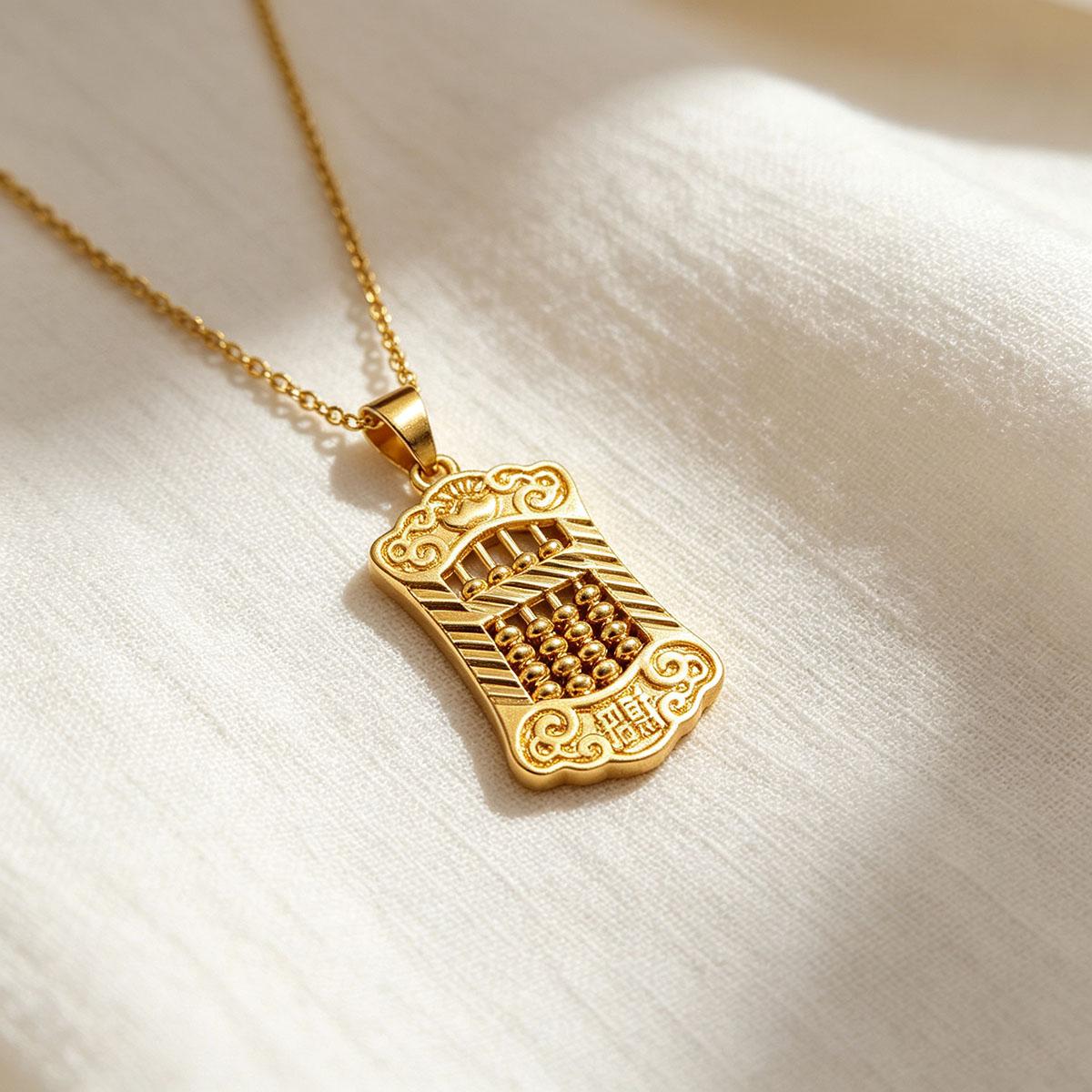 New Chinese Style Simple Abacus Pendant Necklace, Trendy Everyday Niche Versatile Design Women's Sweater Chain Chinese Style Accessory