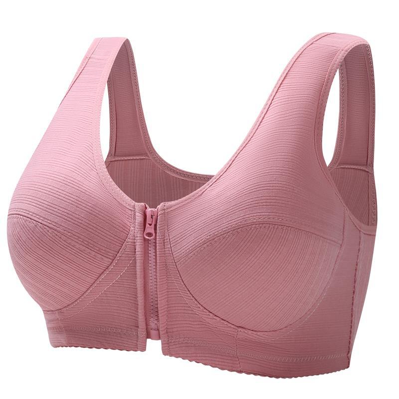 Cotton Cup Front Zipper Underwear Stainless Steel Vest Style Oversized Bra Solid Color Lightweight Breathable Soft Comfortable Casual Tank Top