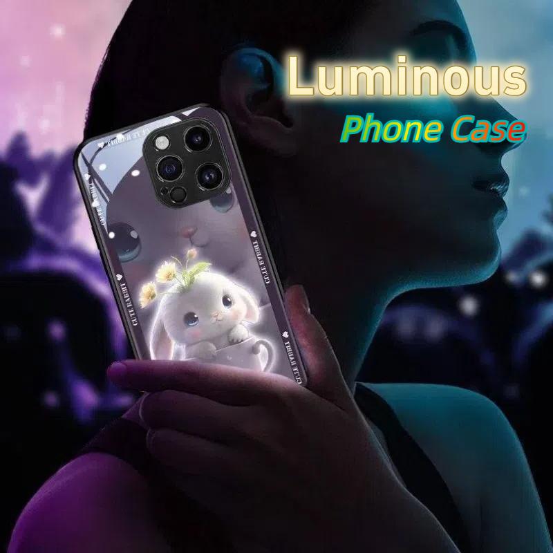 LED Phone Cover - Auto Flashing for Calls/Music with Tempered Glass Protection