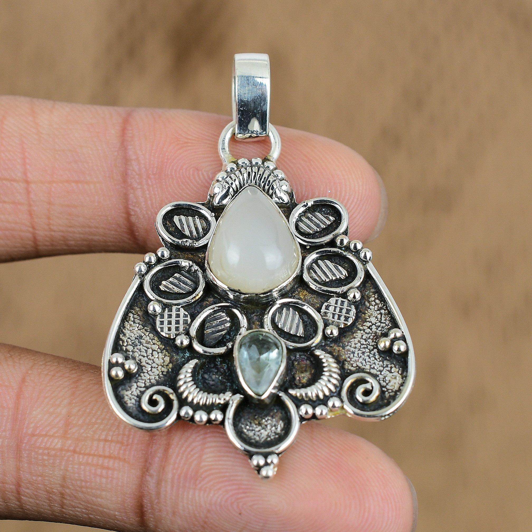 Gift For Women Jewelry Pendant 925 Sterling Silver Natural Moonstone Gemstone