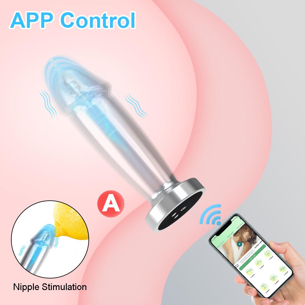 7 Vibrating Modes Anal Plug APP Control Vibrator Stainless Steel Butt Plug for Women Waterproof Anal Sex Toys for Men