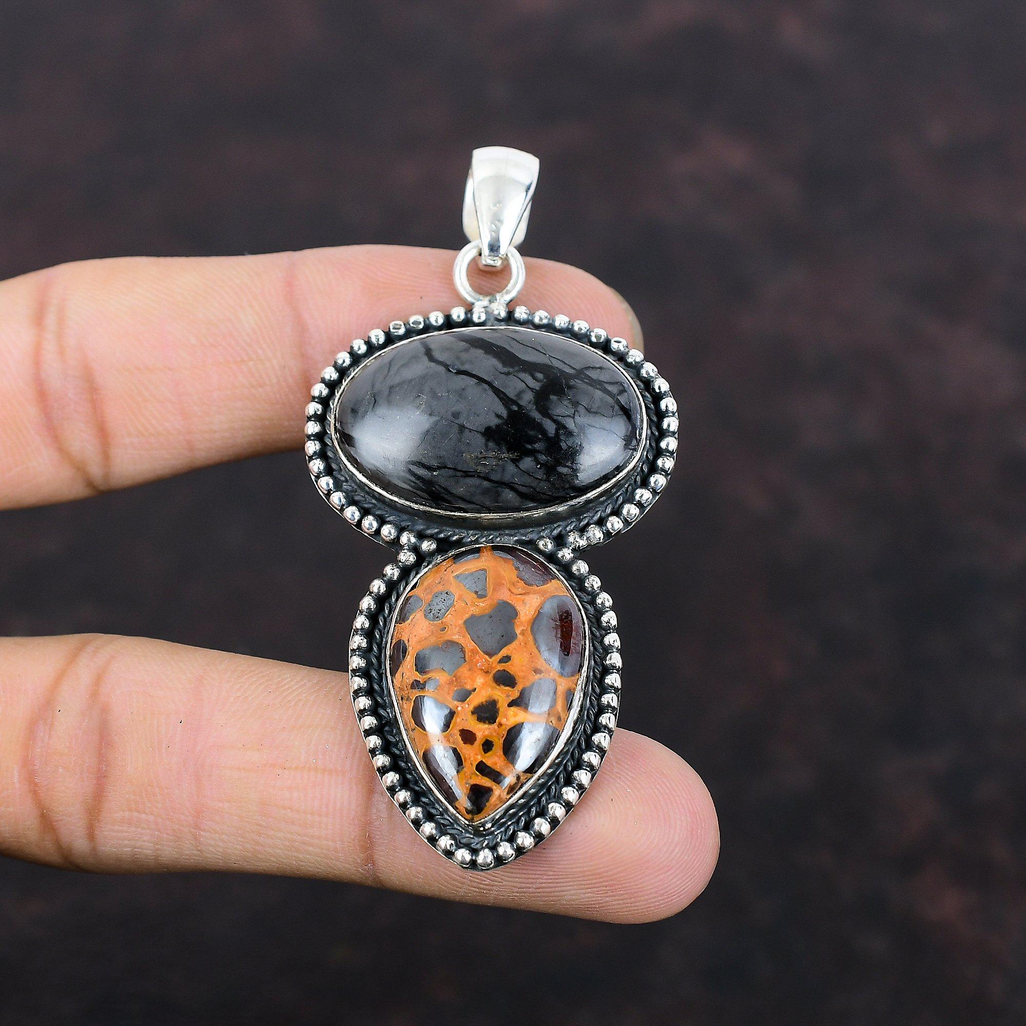 Picasso Jasper Pendant Bauxite Pendant 925 Sterling Silver Pendant Gemstone Handmade Jewelry Vintage Pendant Gift For Women Designer Jewelry