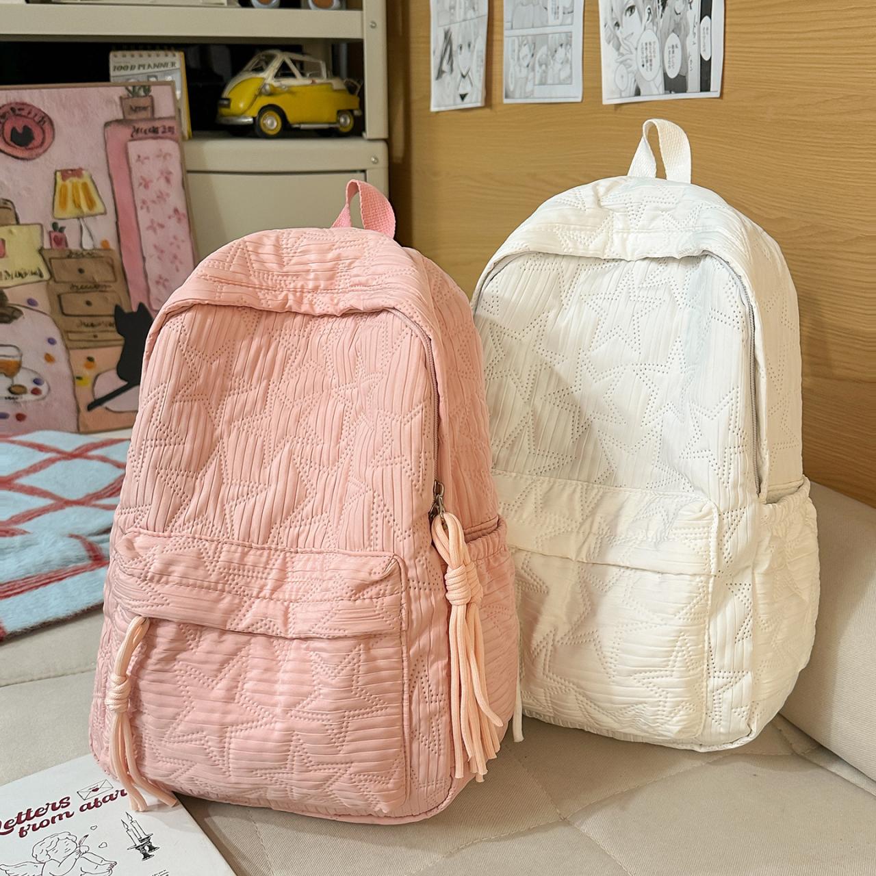 Mochila Fashion em Forma de Estrela Casual Diária Grande Capacidade Mochila Escolar para Estudantes Design Minimalista para Deslocamento Viagem com Detalhes de Franja