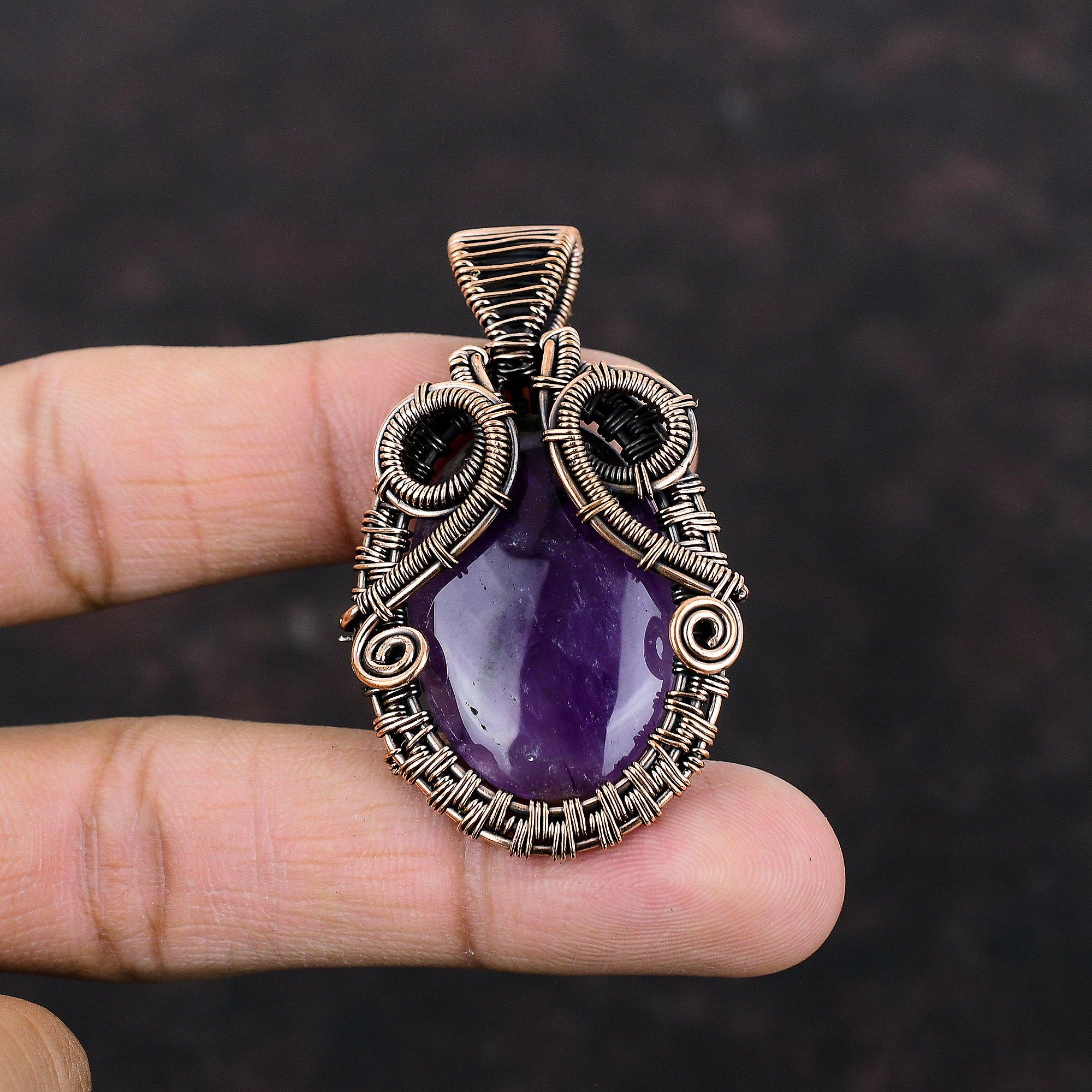 Star Amethyst Pendant Copper Wire Wrapped Pendant Real Gemstone Pendant Star Amethyst Jewelry For Gift Copper Wire Jewelry Handmade Pendant