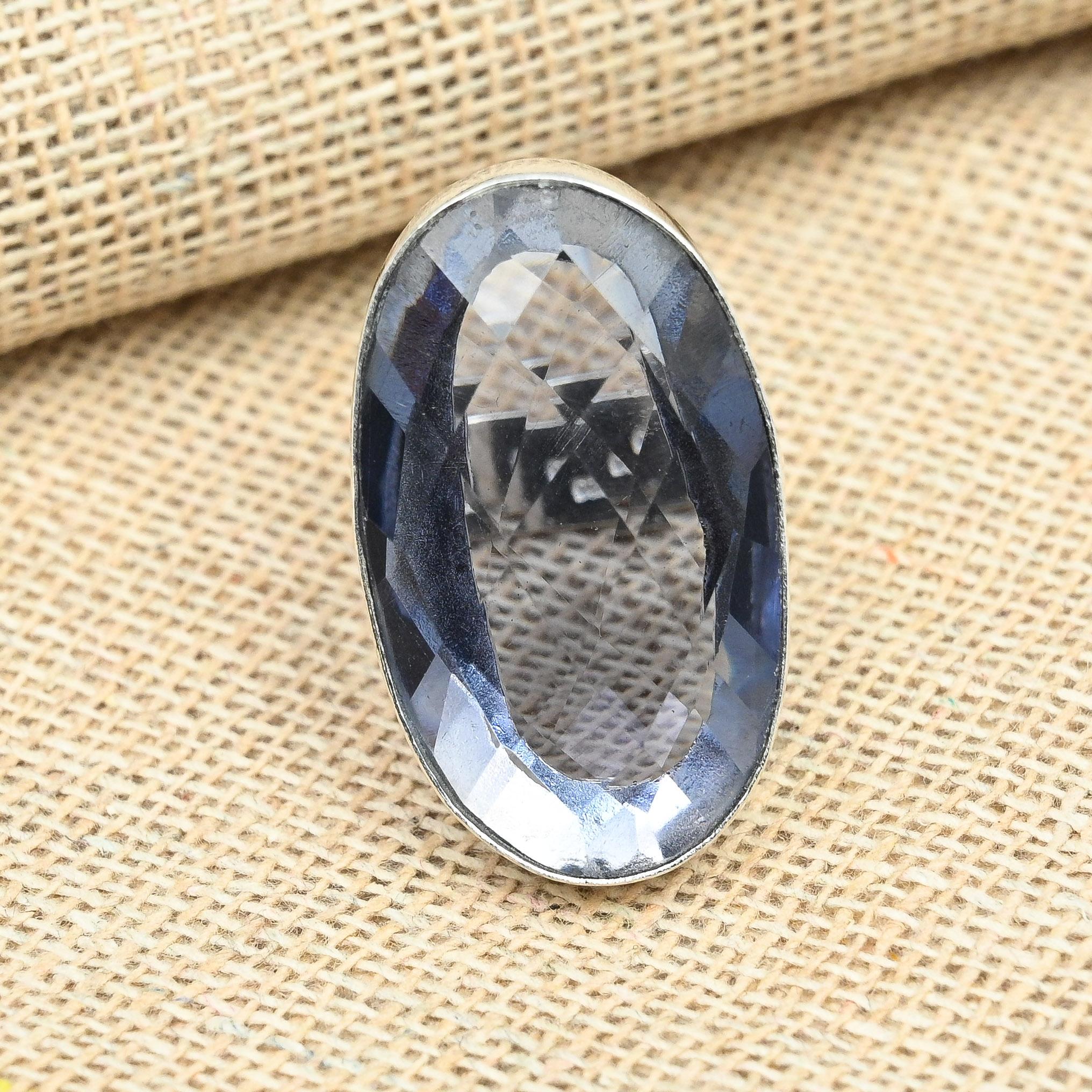 Çekici Yönlü Iolite Taş 925 Ayar Gümüş El Yapımı Yüzük Kadın Takı