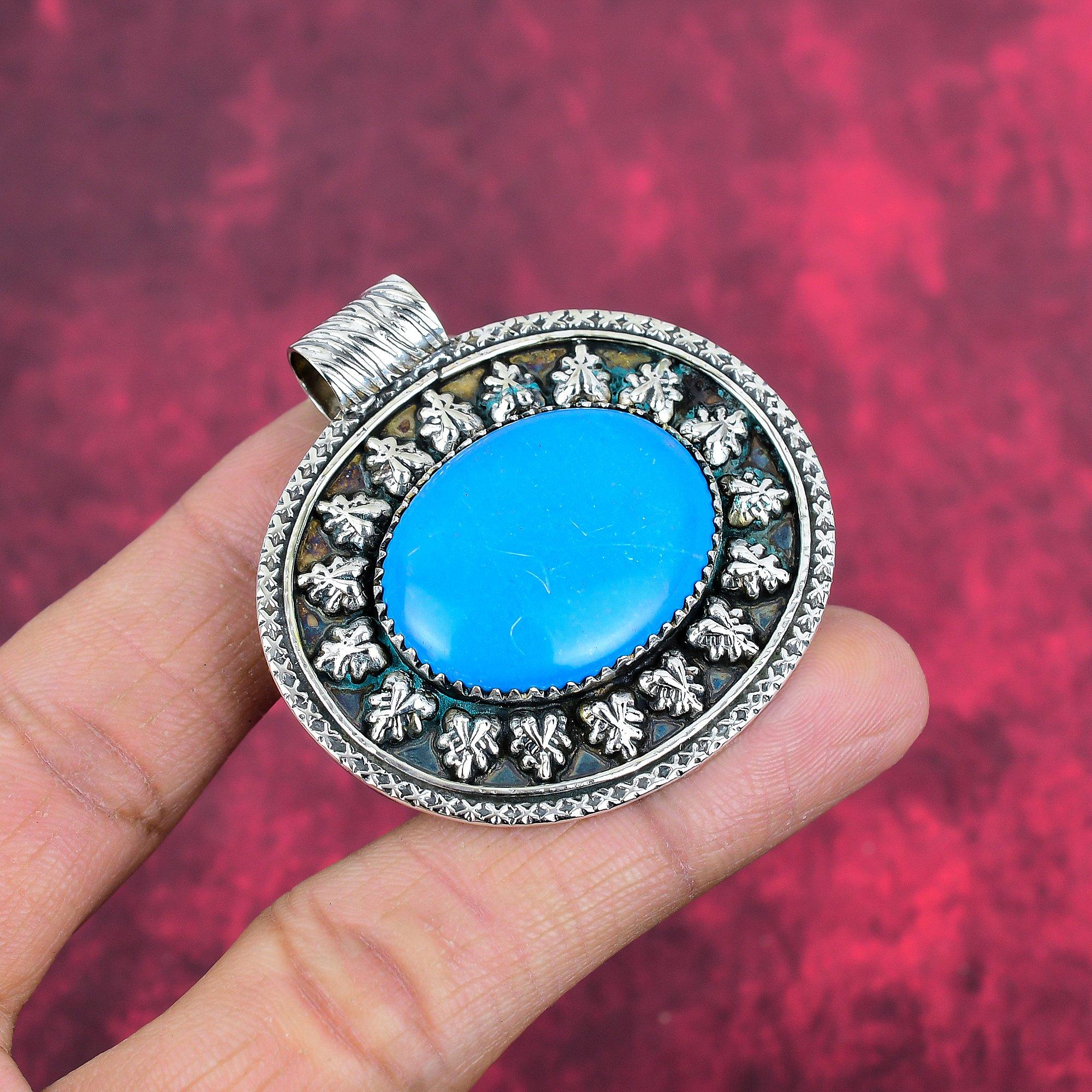 Sleeping Turquoise 925 Solid Sterling Silver Pendant, Handmade Gemstone Pendant Jewelry, Gifts For Wife Brand New Pendant