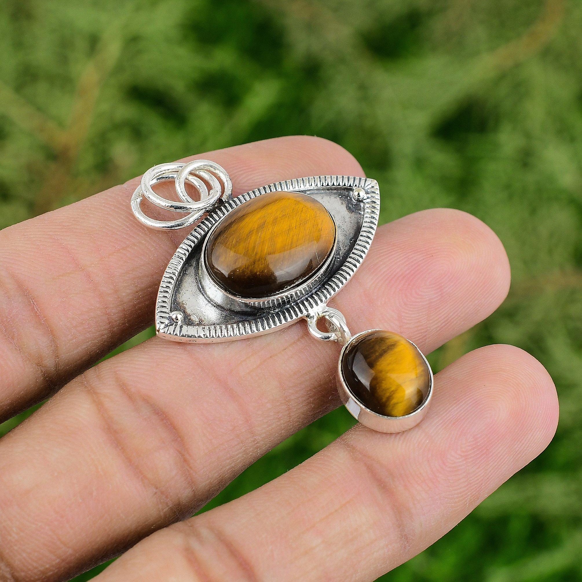 Morsdagserbjudande 925 Sterlingsilver Tigeröga Sten Födelsedag Hänge Smycken