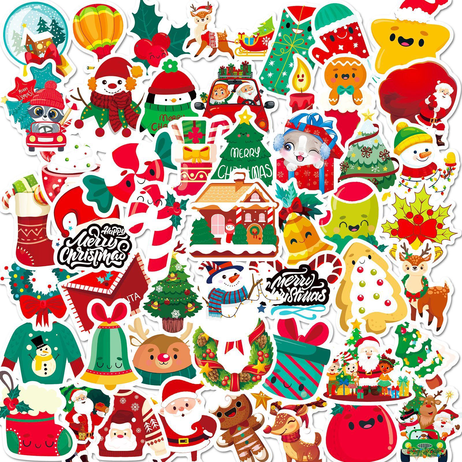 50pcs Holiday Christmas Theme Sticker for Phone Laptop Car Kids Xmas Waterproof Sticker