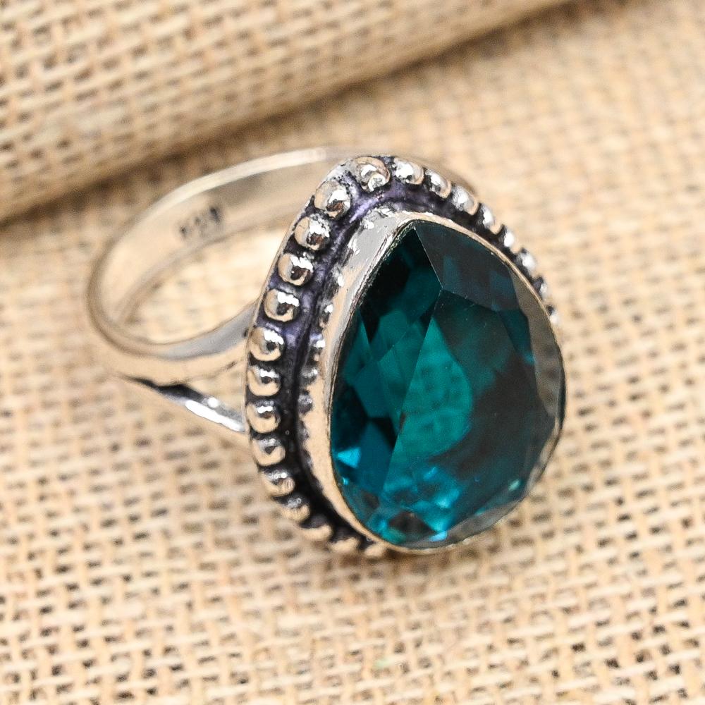 Indicolite Tourmaline Gemstone Handmade 925 Sterling Silver Ring Jewelry For Women