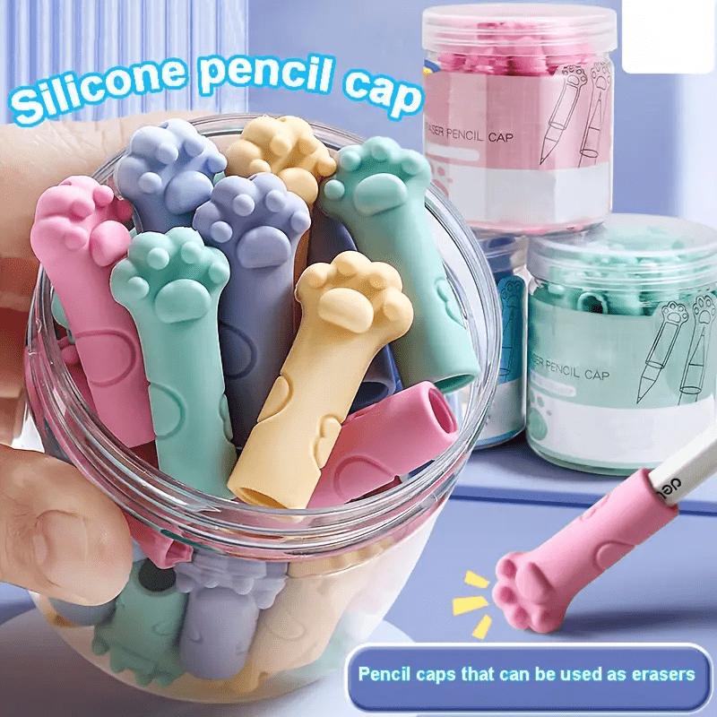 30pcs Cartoon Eraser Caps Pencil Erasers Toppers Cute Cat Erasers for Kids Student School Stationery Supplies Pen Head Sleeves