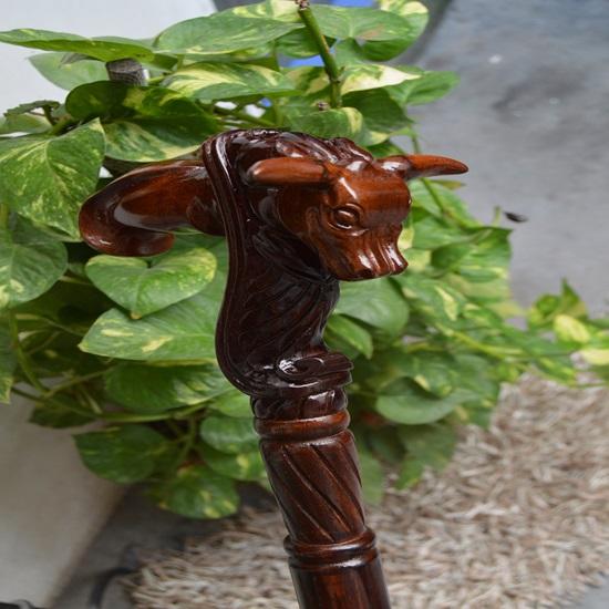94 Cm Wooden Hand Carved Cane Hand Carved Walking Stick with Animal Motifs