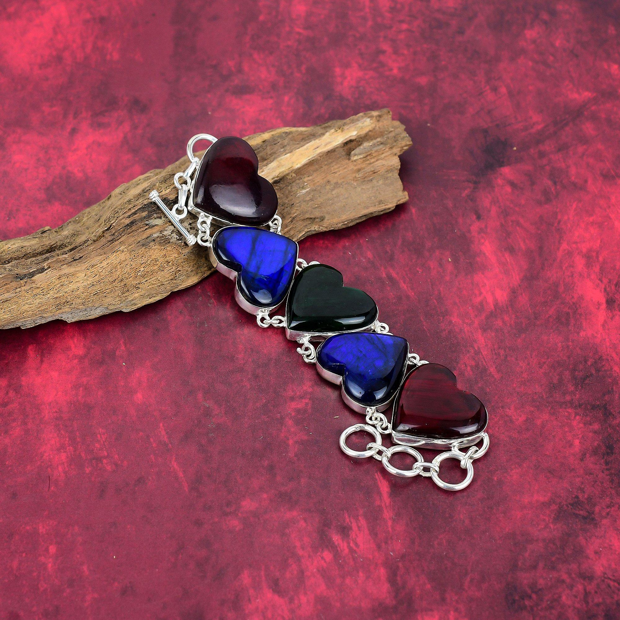 Multi Flash Labradorite Bracelet 925 Sterling Silver Jewelry, Handmade Adjustable Chain Bracelet Gemstone Jewelry, Gifts For Wife Brand New Bracelet