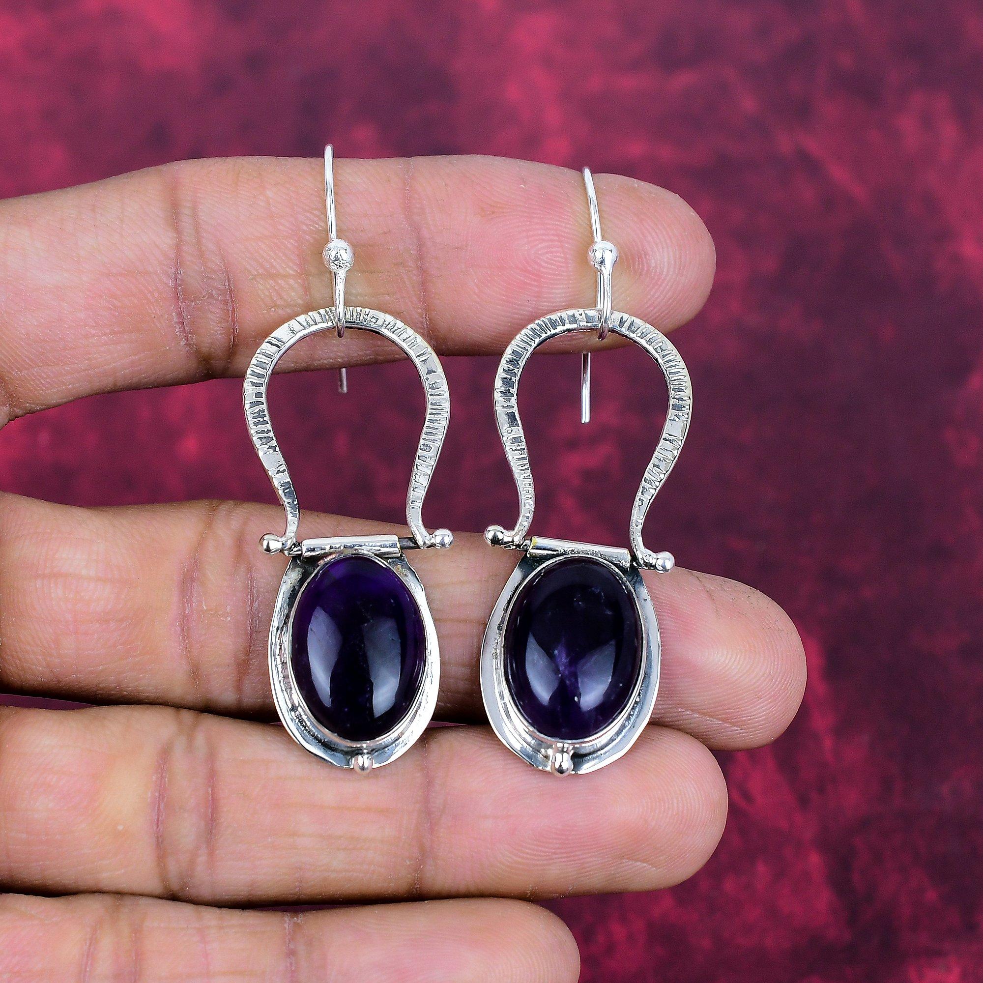 Ametist Örhängen Ädelstenssmycken, 925 Massivt Sterling Silver Örhängen, Gåva Till Kvinnor Handgjorda Örhängen