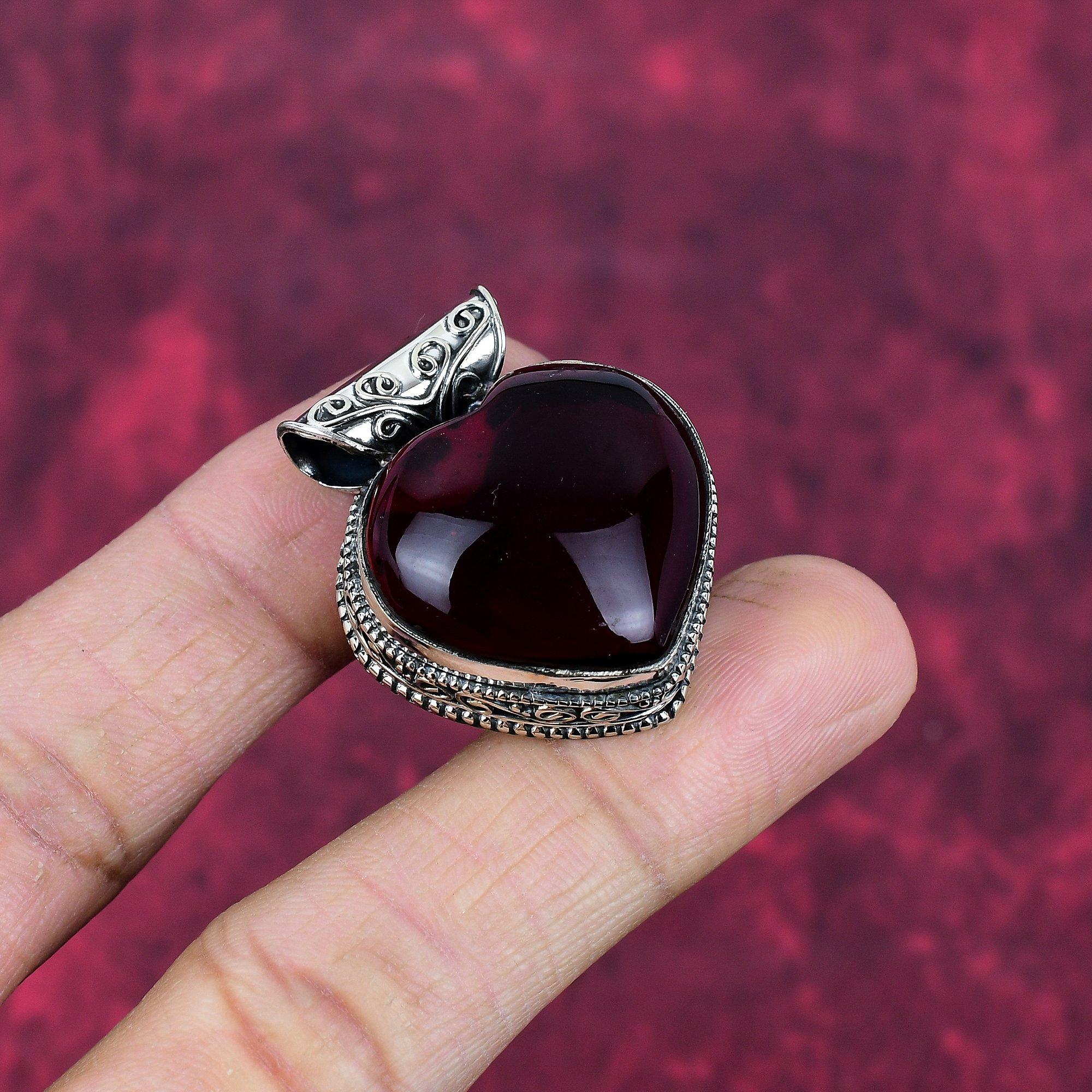 Pendentif en argent sterling massif 925 avec grenat, bijou fait main en pierres précieuses, cadeau pour femme, pendentif neuf