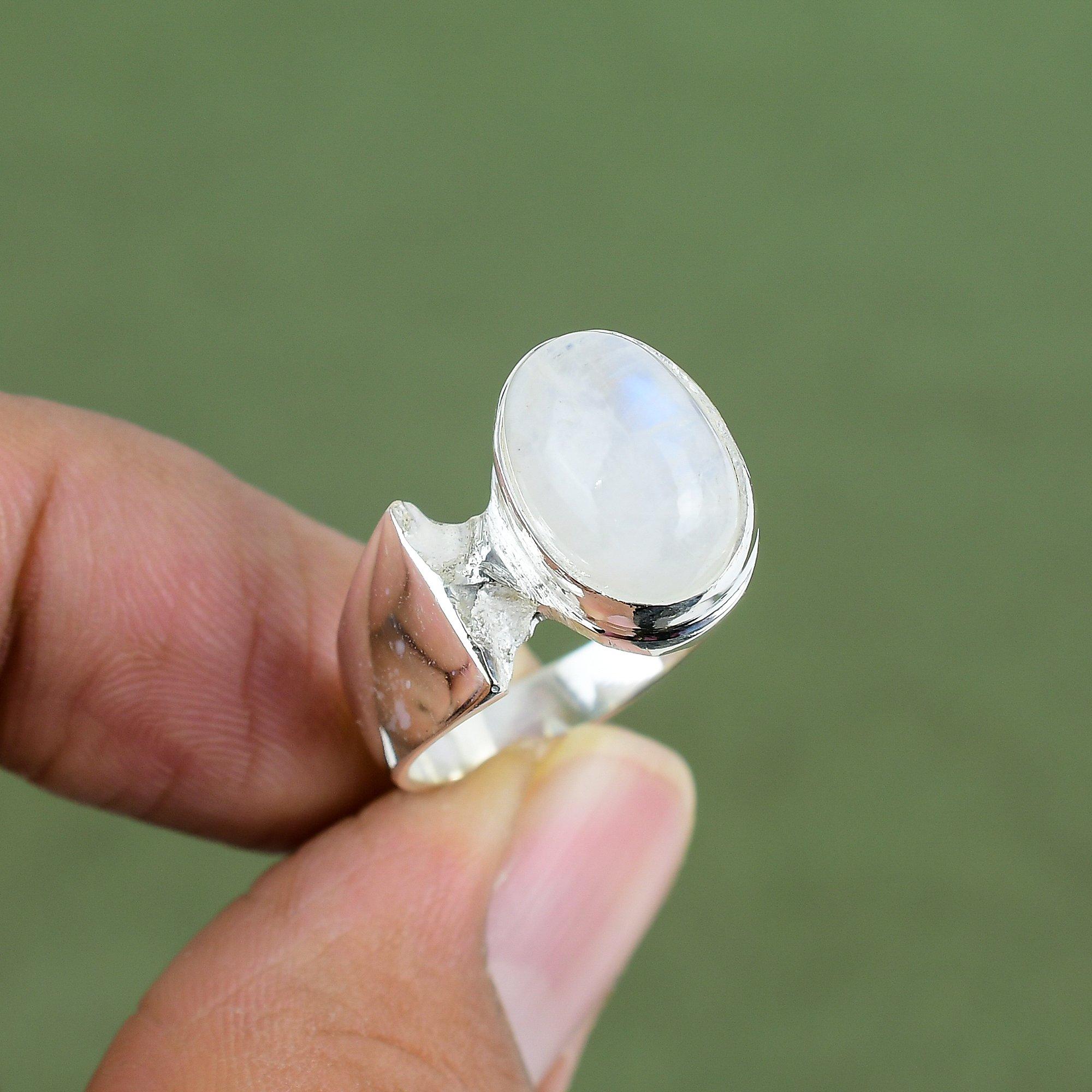 Rainbow Moonstone Ring 925 Sterling Silver Ring Handmade Jewelry Beautiful Gemstone Ring Gift For Love Silver Jewelry Available In Ring Size