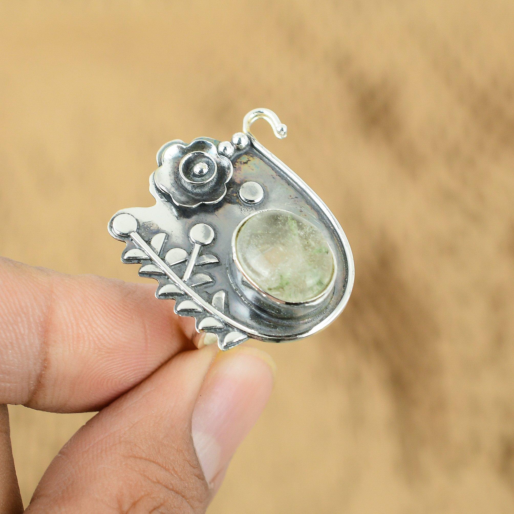 Mothers Day Deal Oval Moonstone Stone New Flower Engagement Ring Sterling Silver