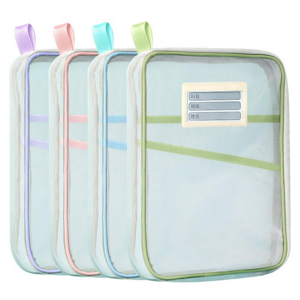 1 A4 Zipper File Bag - Durable Nylon File Storage, Transparent Exam Papers, Books, and Office Supplies Storage Bag with Handle
