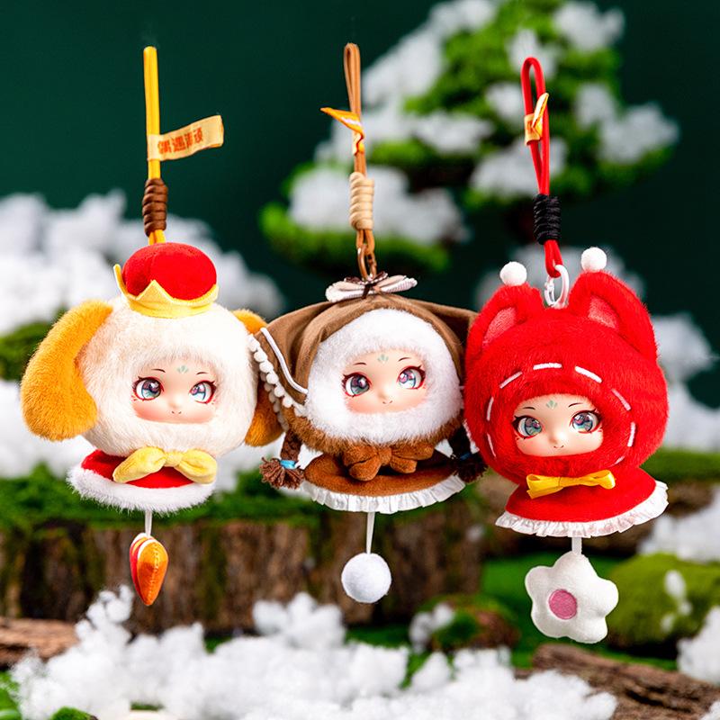 Cute Red Riding Hood Girl Vinyl Face Plush Toy Fairy Tales Animal Pendant Gift