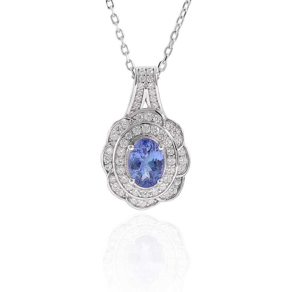 Classic design pendant Natural blue Tanzanite gemstone 925 sterling silver necklace fine jewelry for girlfriend's birthday gifts