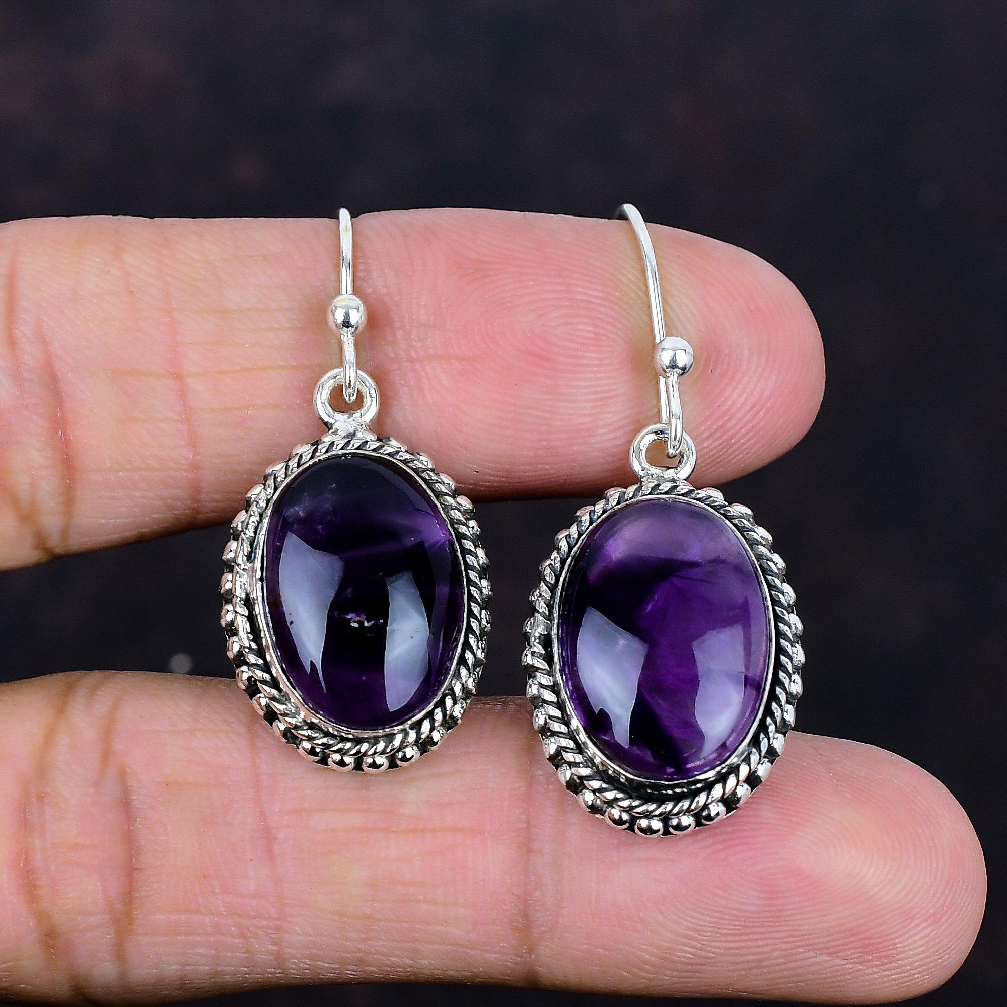 Star Amethyst Earrings Gemstone Earring 925 Sterling Silver Earring Handmade Earrings Vintage Design Jewelry Gifts for Mom Brand New Earring