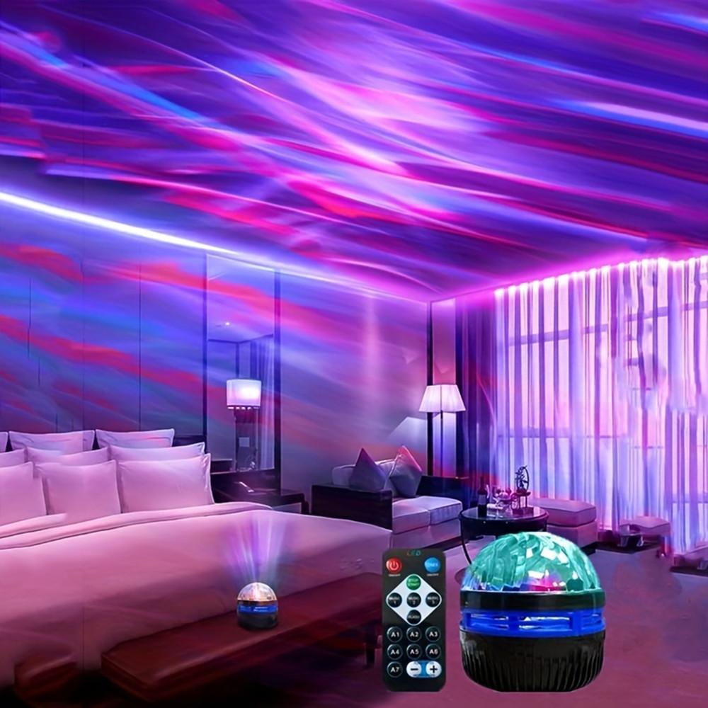5V USB Northern Lights Projector Lamp – RGB Starry Sky Night Light with 7 Colors, Remote Control & Auto Rotation for Christmas Room Decor