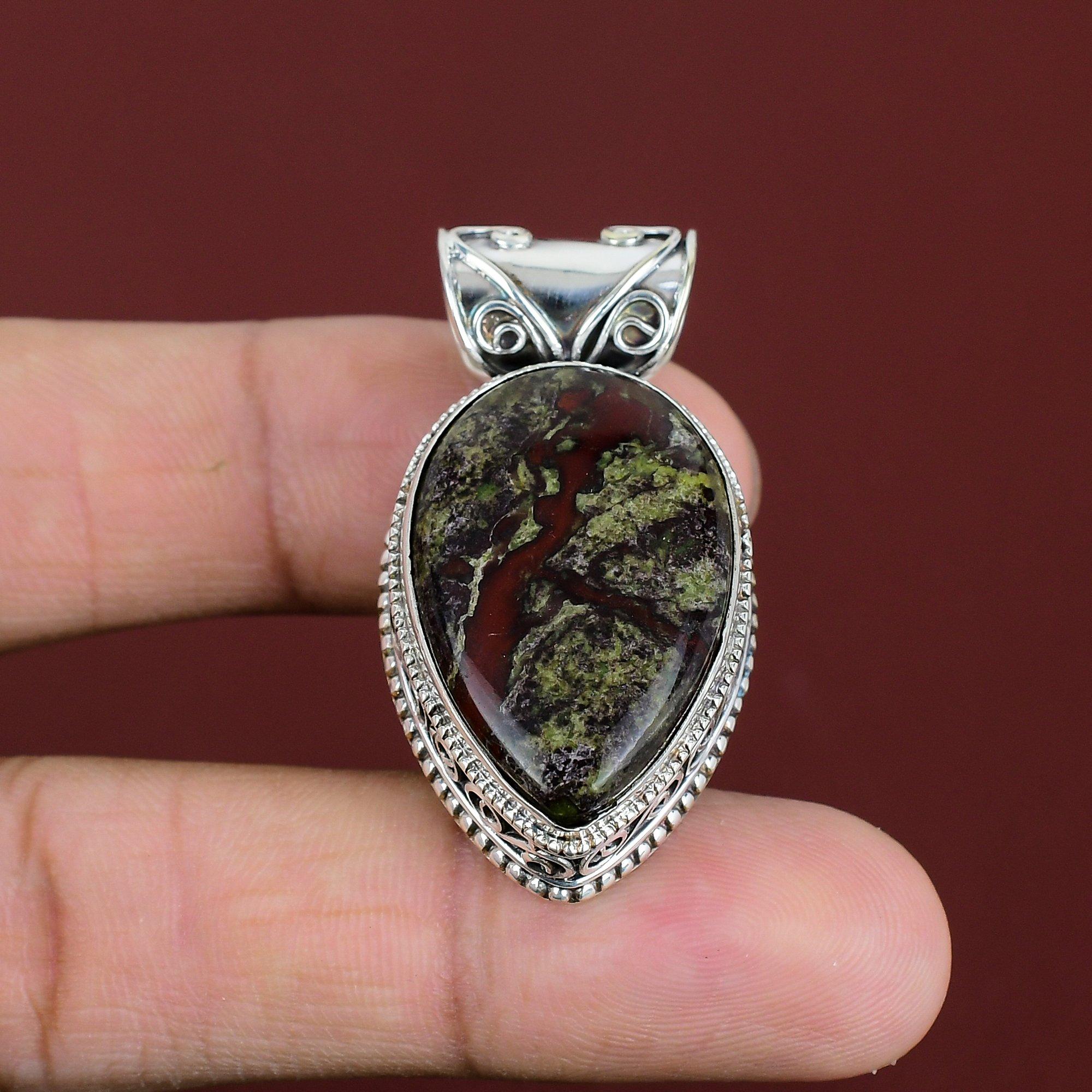 Dragon Bloodstone Pendant 925 Sterling Silver Pendant Handmade Gemstone Pendant Antique Jewelry Vintage Pendant Gifts For Women Boho Jewelry