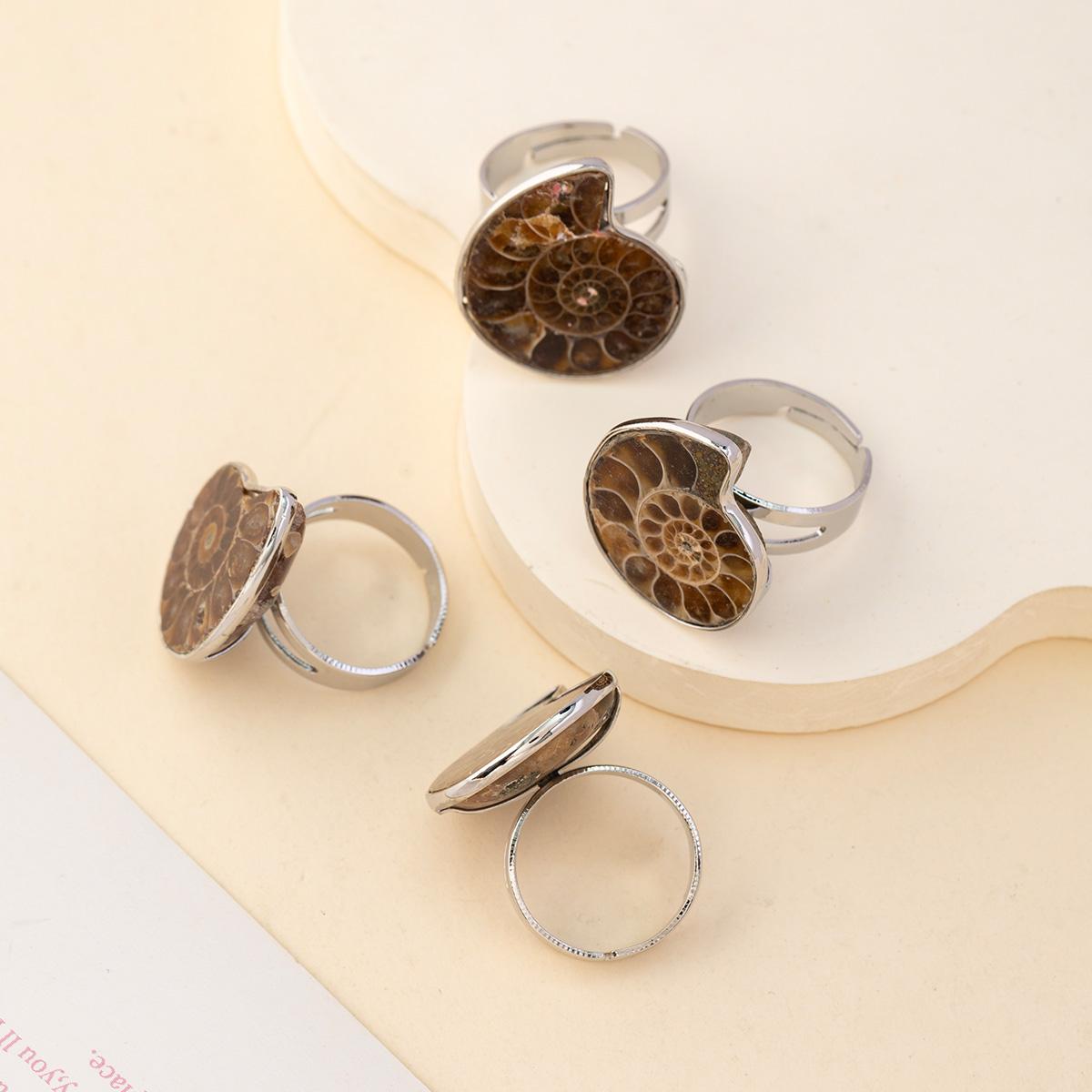 1Pc, Natural Shell Conch Opening Ring, Marine Style Snail Shape Adjustable Rings for Women Men Daily Wear Jewelry, Halloween Christmas Gift Supplies