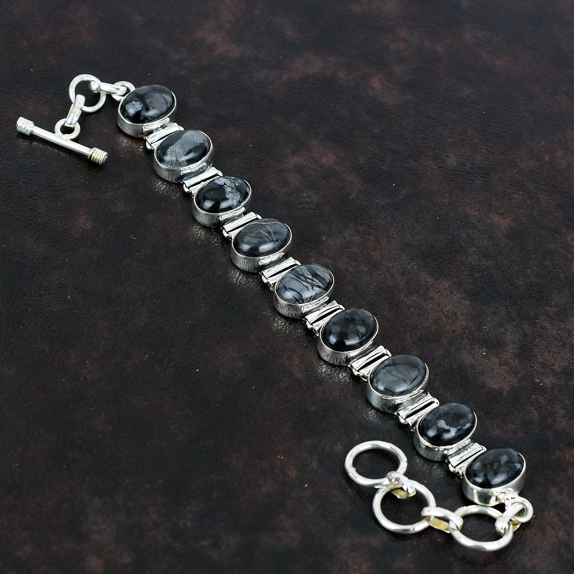 Brățară Jasper Picasso Brățară cu Pietre Prețioase Bijuterii Elegante Brățară din Argint Sterling 925 Brățară cu Lanț Ajustabil Bijuterii Handmade Pentru Cadouri