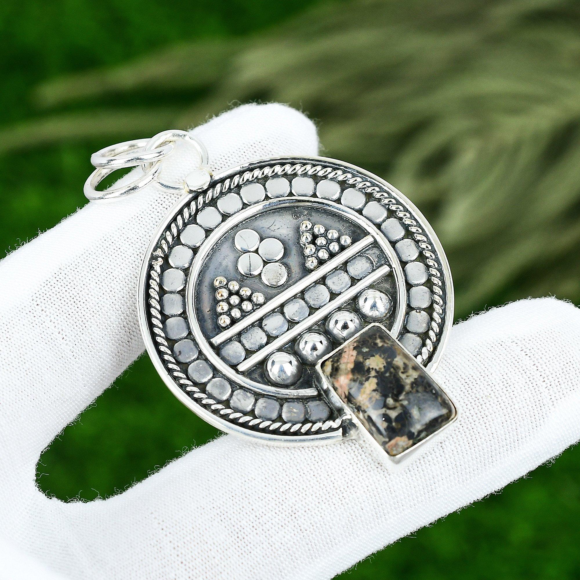 Friendship Day Deal Ocean Jasper Gemstone 925 Sterling Silver Pendant Jewelry