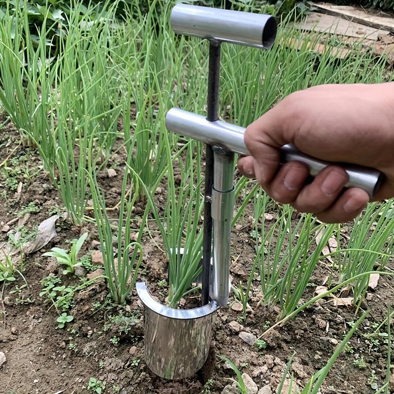 1pc Durable Stainless Steel Handheld Gardening Transplant Tool, Metal Manual Planter for Fruit Trees, Flowers & Vegetable Seedlings
