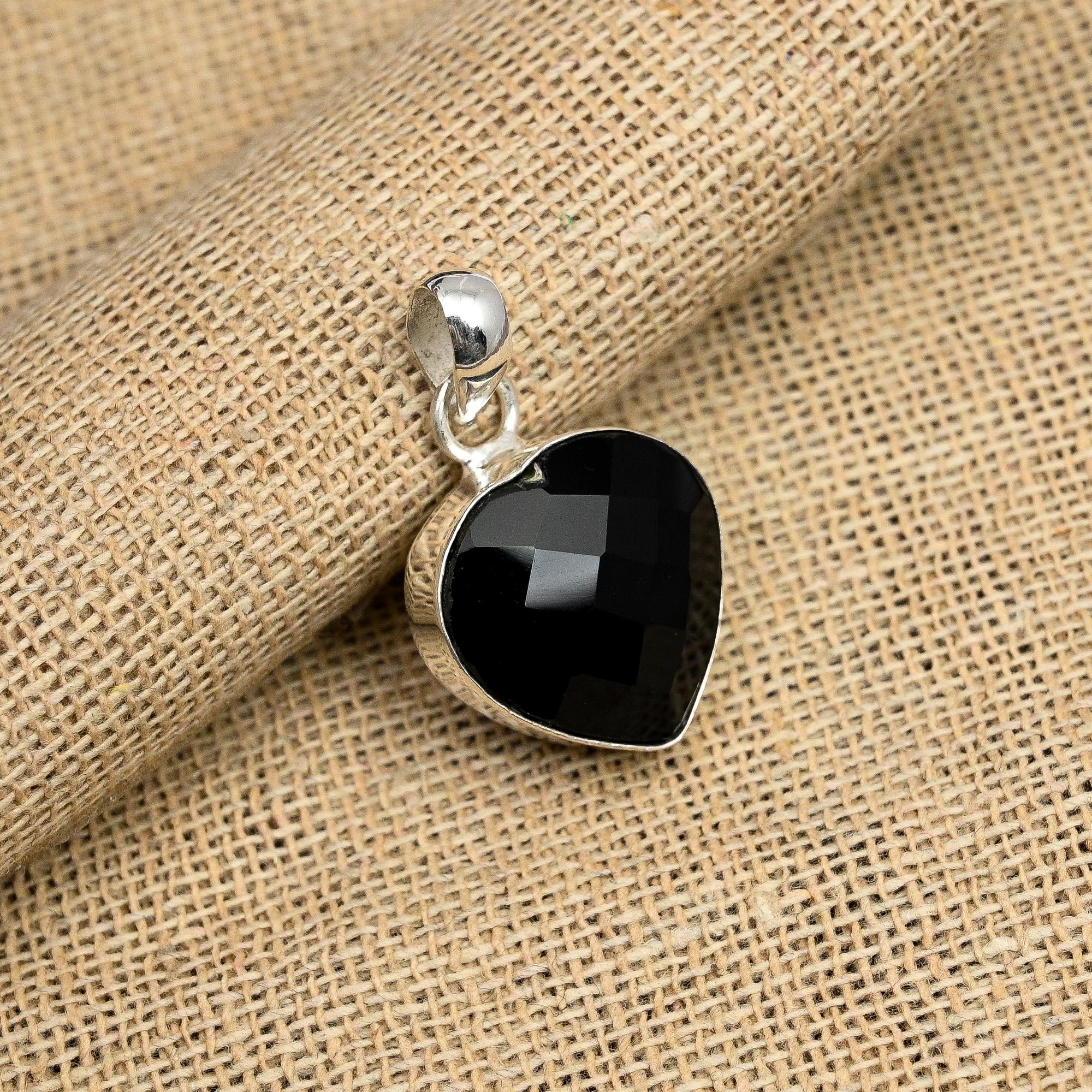 Black Spinel Gemstone Handmade 925 Solid Sterling Sliver Jewelry Pendant For Her