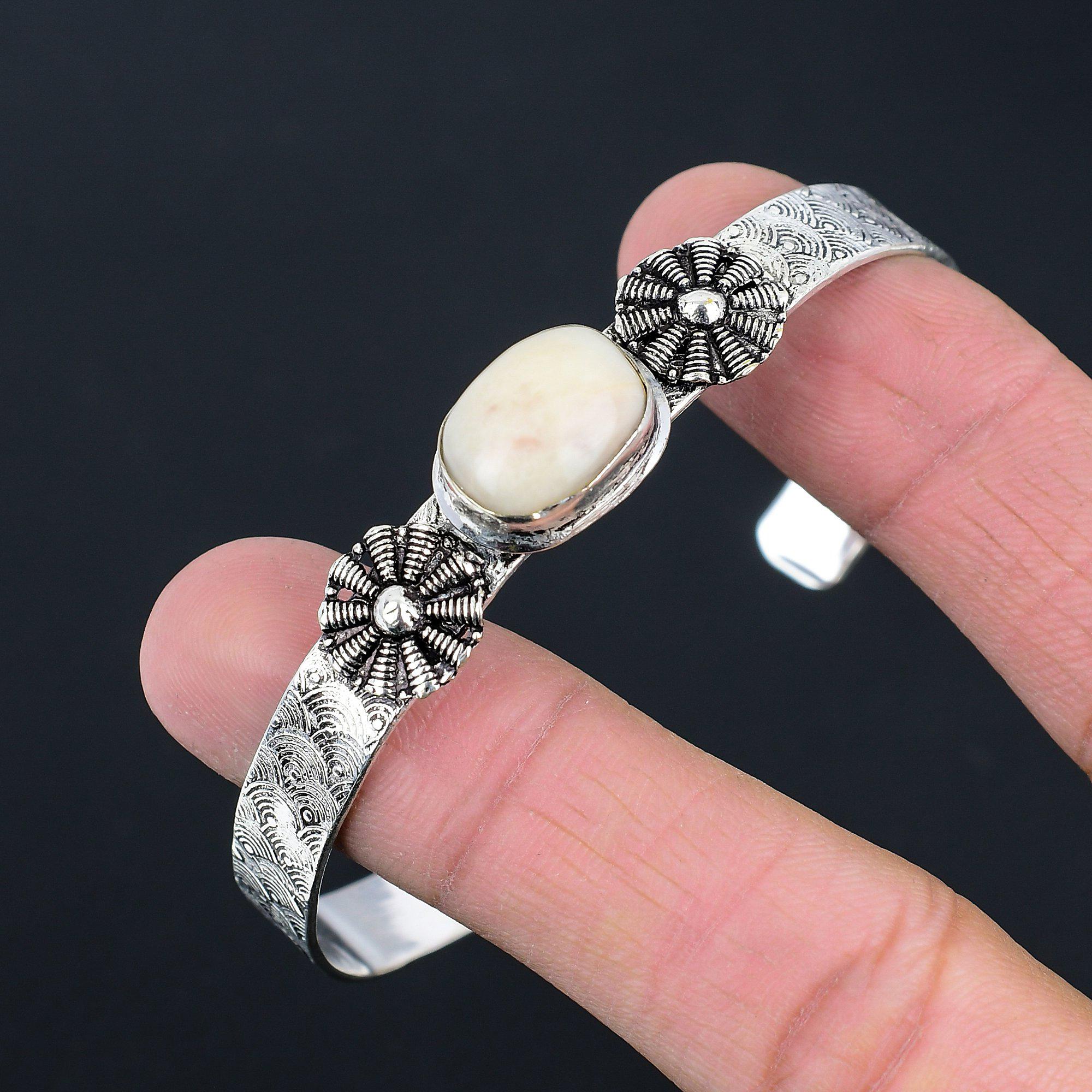 Womens Day Deal 925 Sterling Silver Natural Cobra Jasper Unique Bangle Bracelet