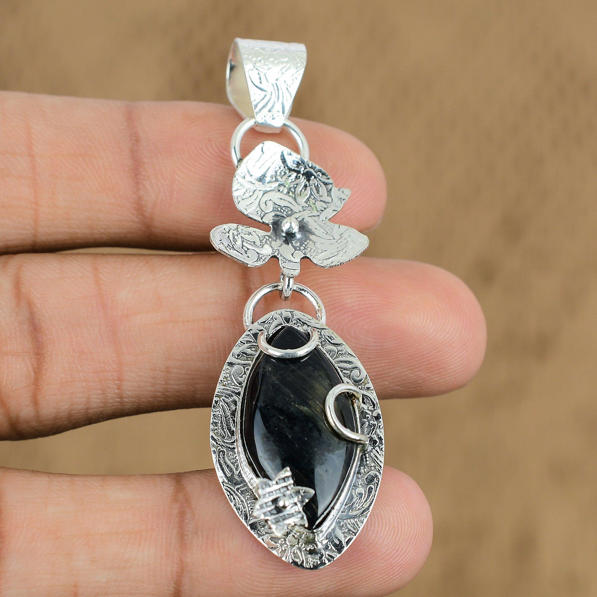 Birthday Gift For Her Natural Nellite Gemstone Pendant 925 Sterling Silver