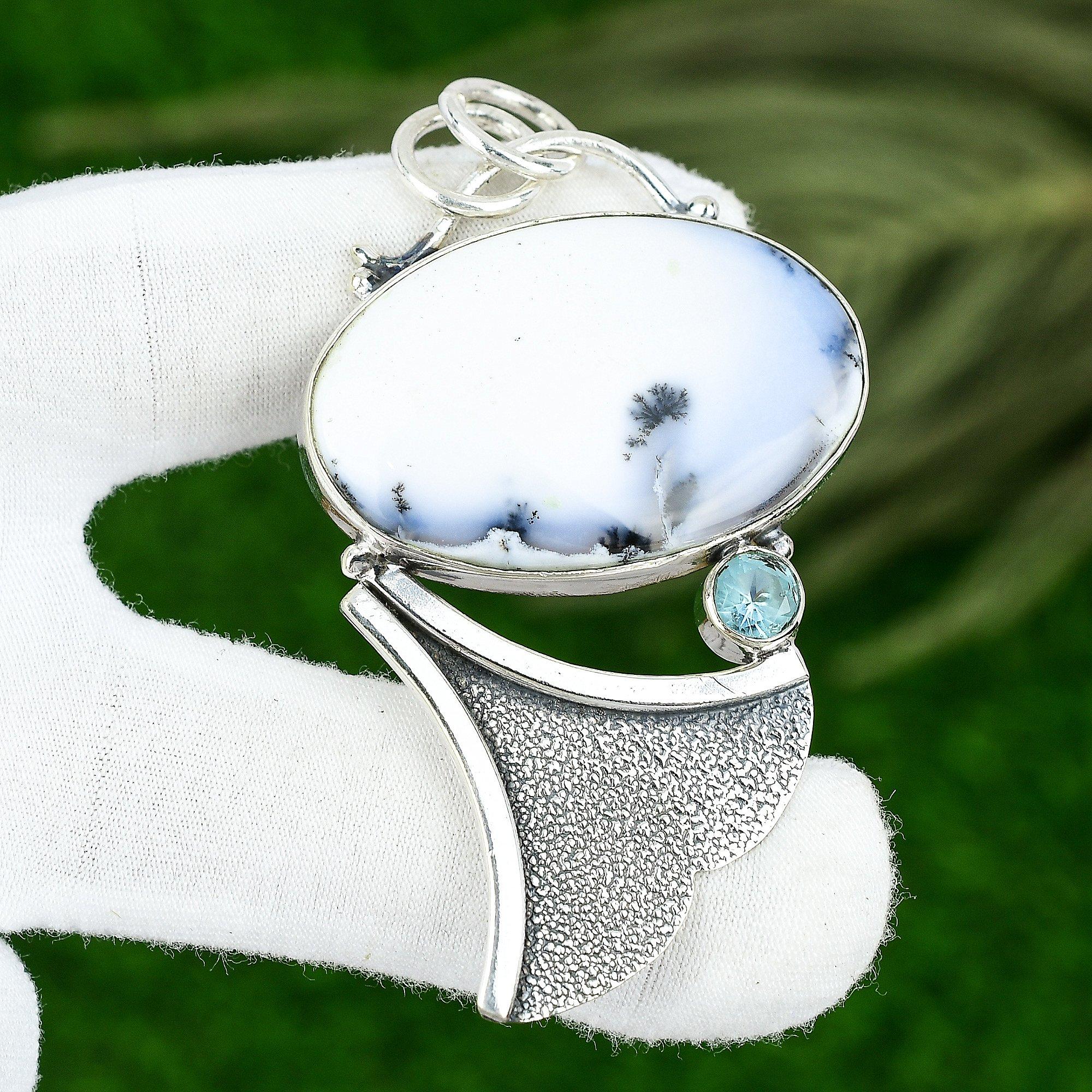 Dendrite Opal Stone Apatite Sterling Silver Wedding Daughter New Pendant Jewelry