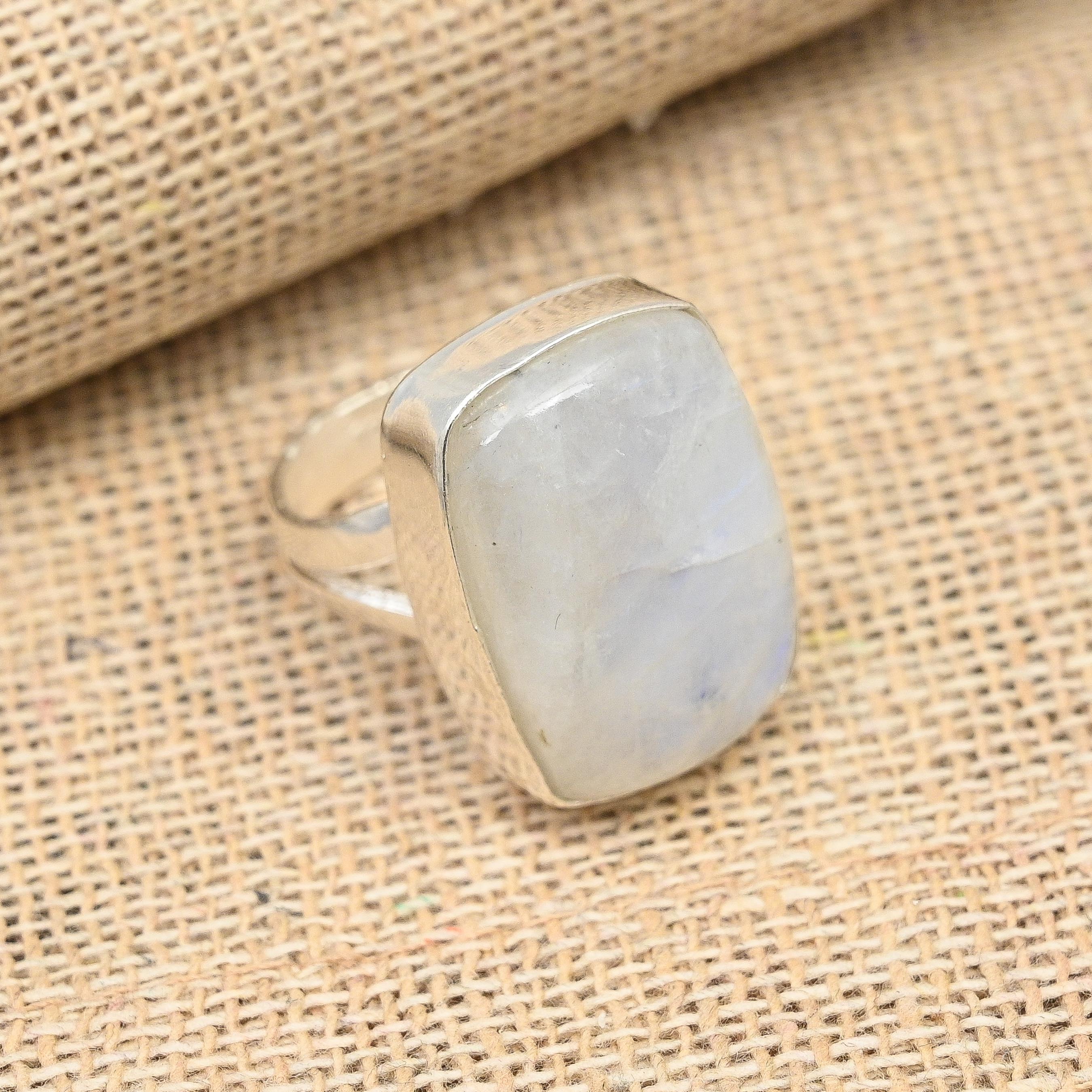 Rainbow Moonstone Gemstone Handmade 925 Sterling Silver Ring Jewelry