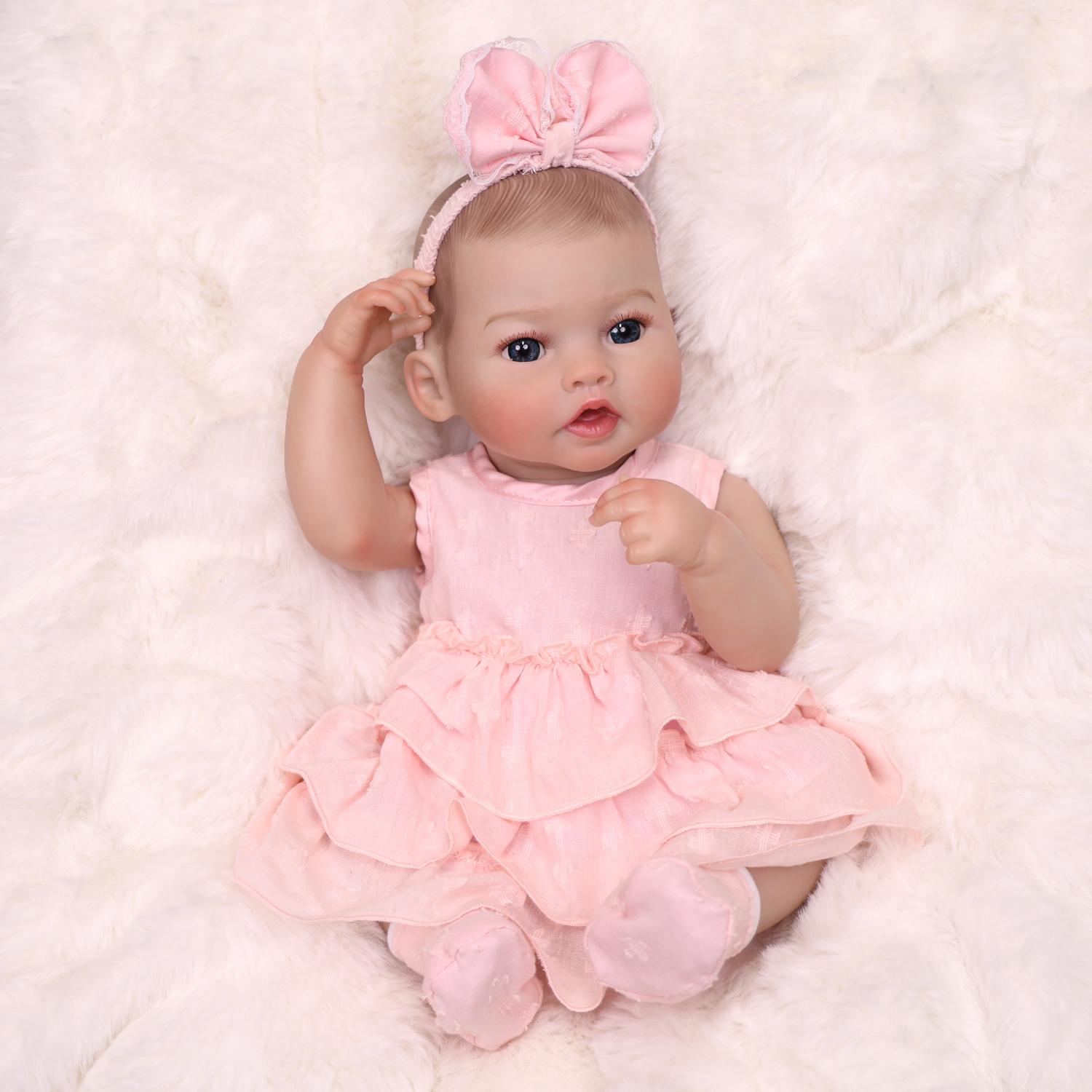 18 Inch Lifelike Reborn Bady Doll Full Silicone Vinyl with Visible Veins Newborn Dolls Early Educational Toys Toddler Birthday Gifts
